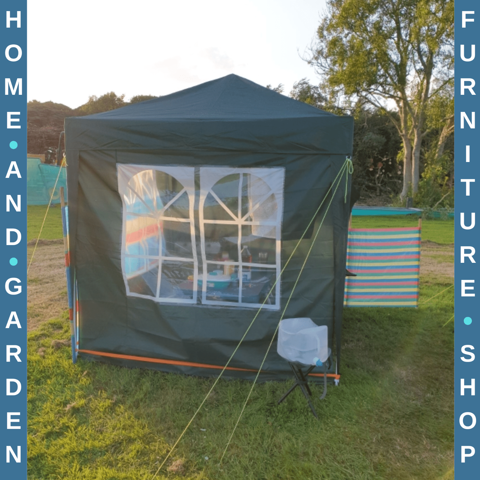 Garden Pop Up Gazebo Party Tent with Sides and Canopy Cover 2 x 2m Green Marquee - Home and Garden Furniture Shop - rustic - furniture