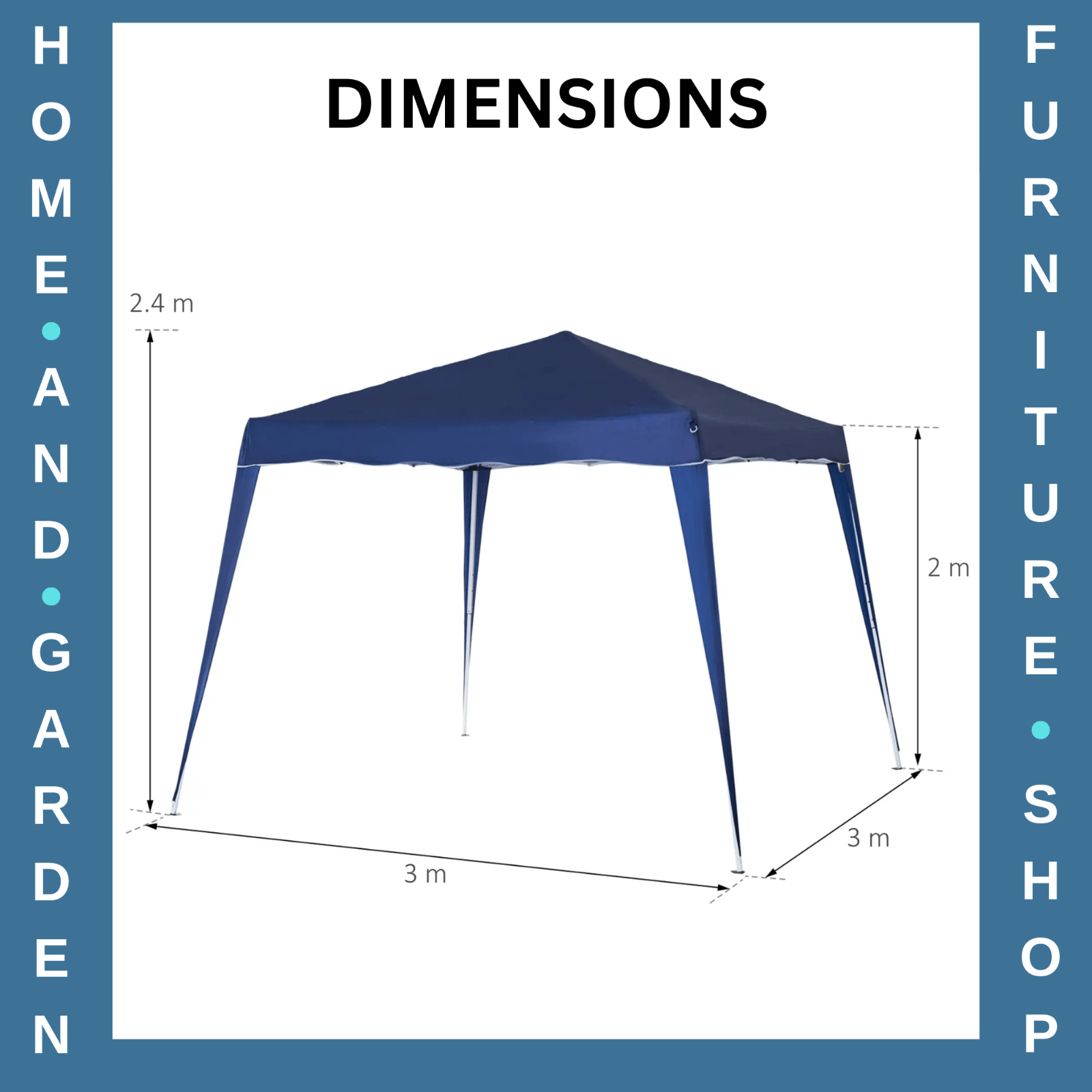 Garden Pop up Gazebo Tent Party Marquee Shelter 2.5 x 2.5m Blue Hot Tub Shade - Home and Garden Furniture Shop - rustic - furniture