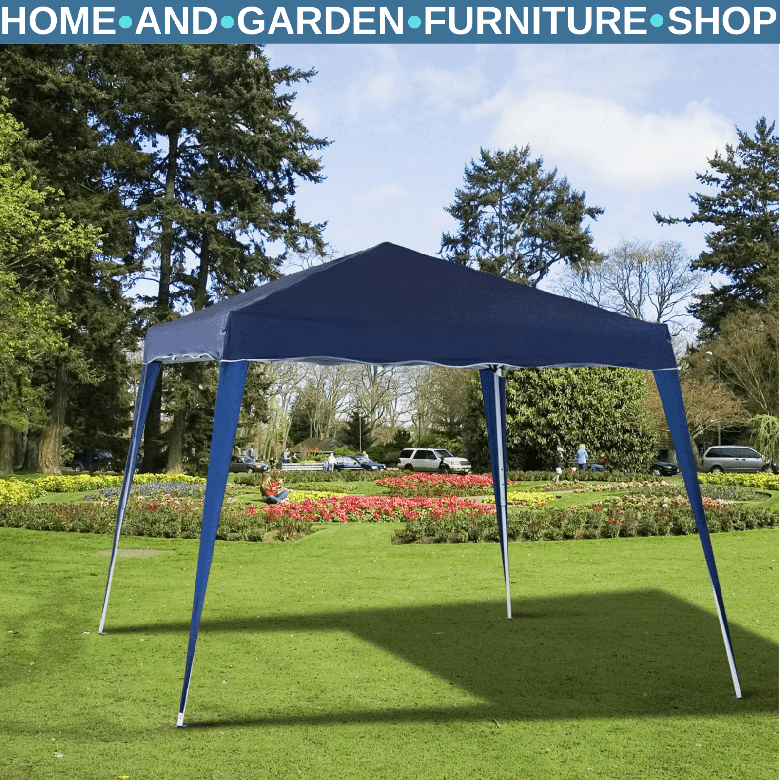 Garden Pop up Gazebo Tent Party Marquee Shelter 2.5 x 2.5m Blue Hot Tub Shade - Home and Garden Furniture Shop - rustic - furniture