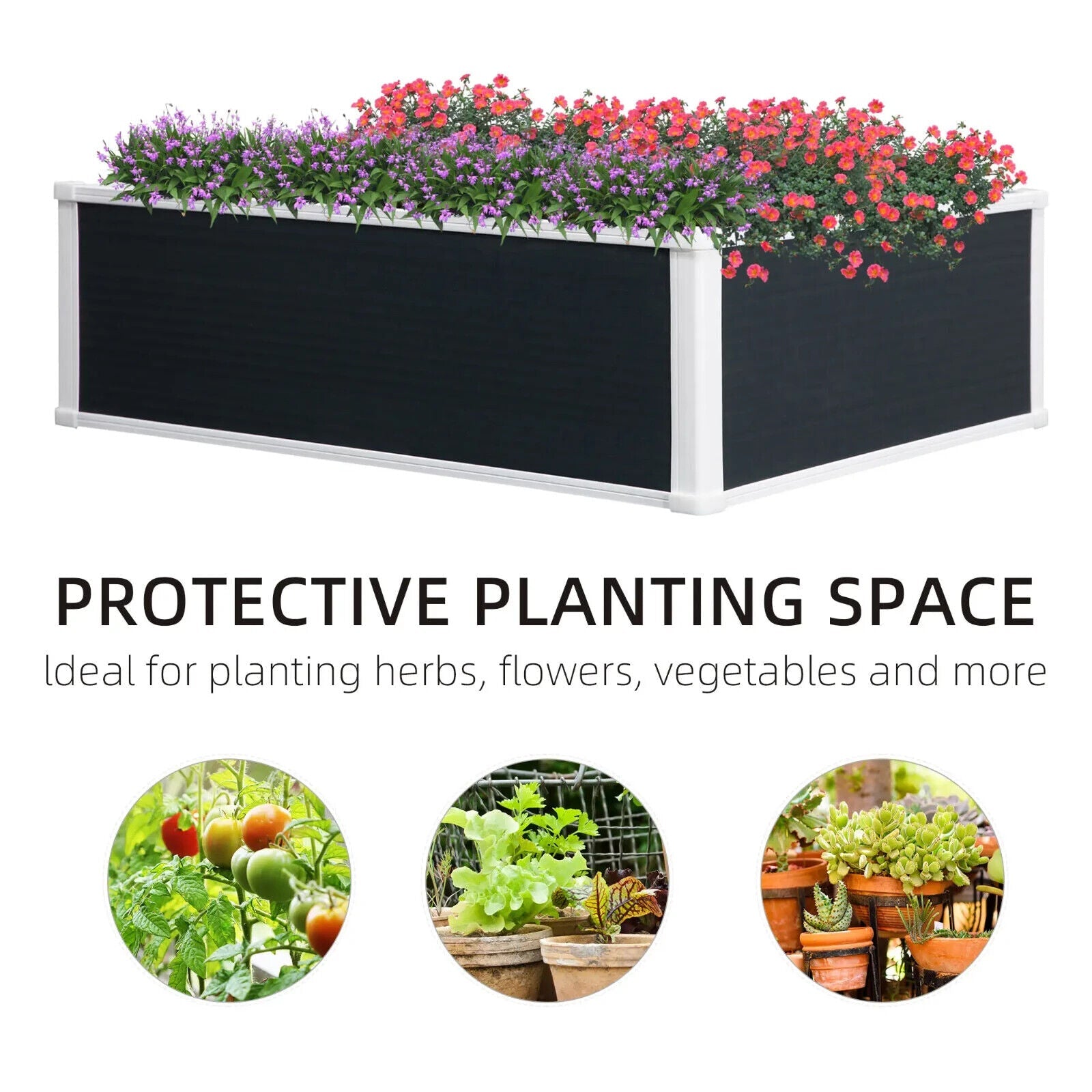 Garden Raised Bed Planter Box PP Grow Container for Vegetable or Flower 100x80cm - Home and Garden Furniture Shop - #rustic - furniture#