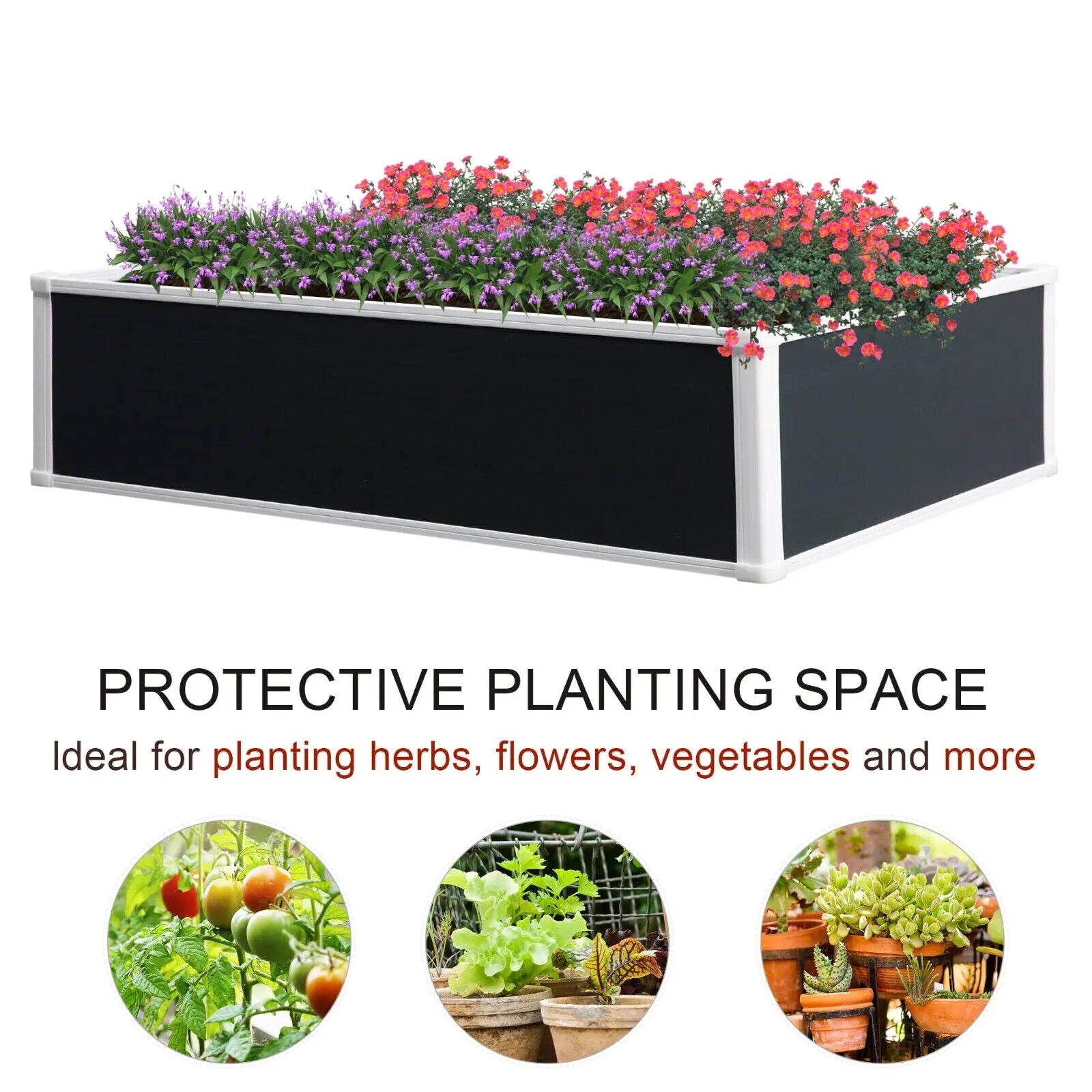 Garden Raised Bed Planter Box PP Grow Container for Vegetable or Flower 120x90cm - Home and Garden Furniture Shop - #rustic - furniture#