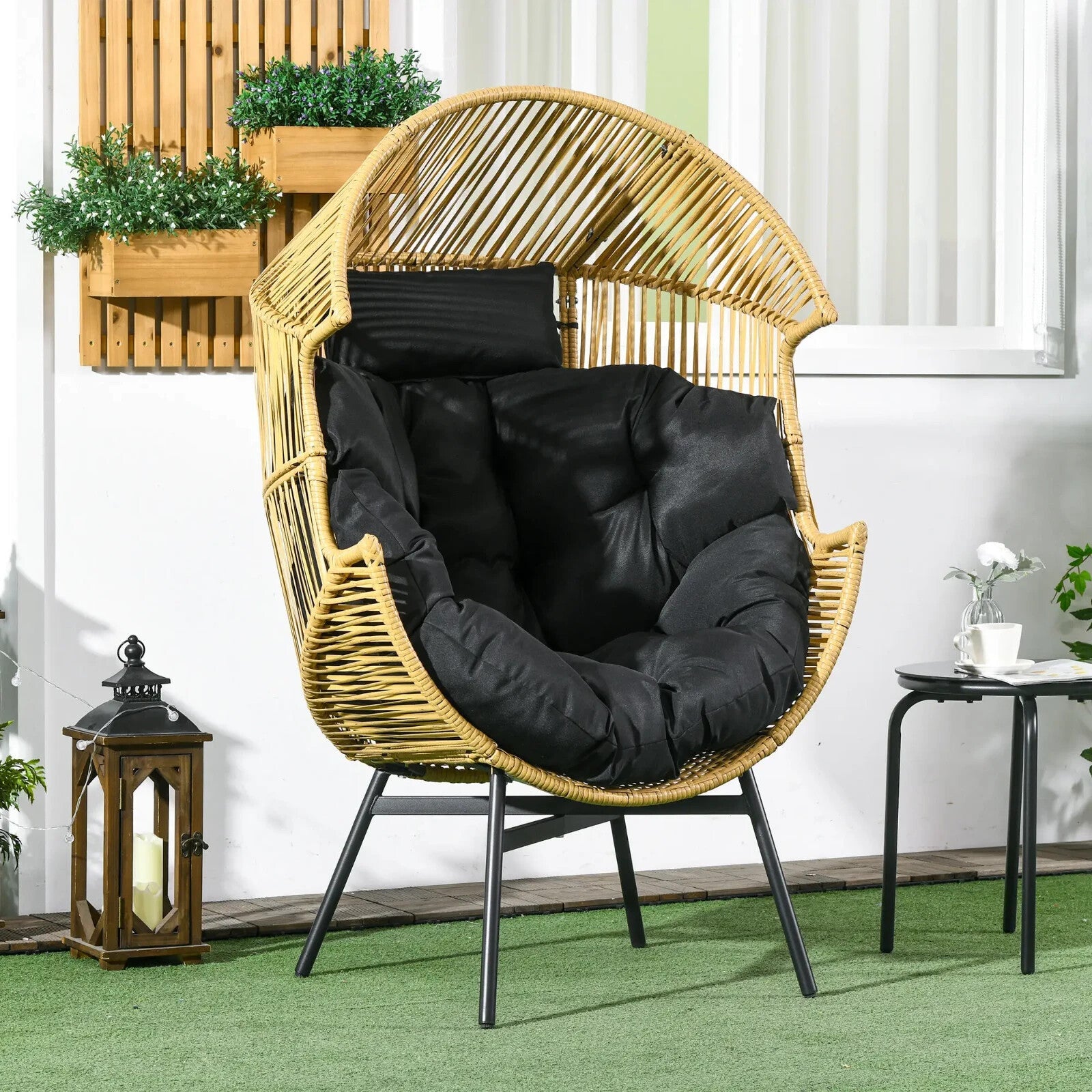 Garden Rattan Egg Chair Patio Leisure Chair with Cushion Conservatory Egg Seat - Home and Garden Furniture Shop - rustic - furniture
