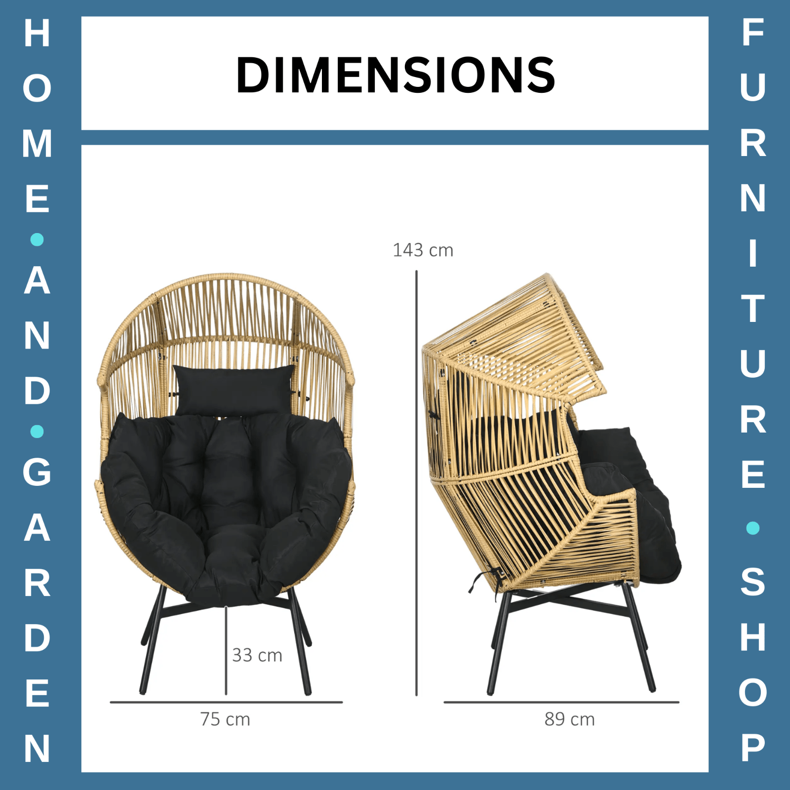 Garden Rattan Egg Chair Patio Leisure Chair with Cushion Conservatory Egg Seat - Home and Garden Furniture Shop - #rustic - furniture#