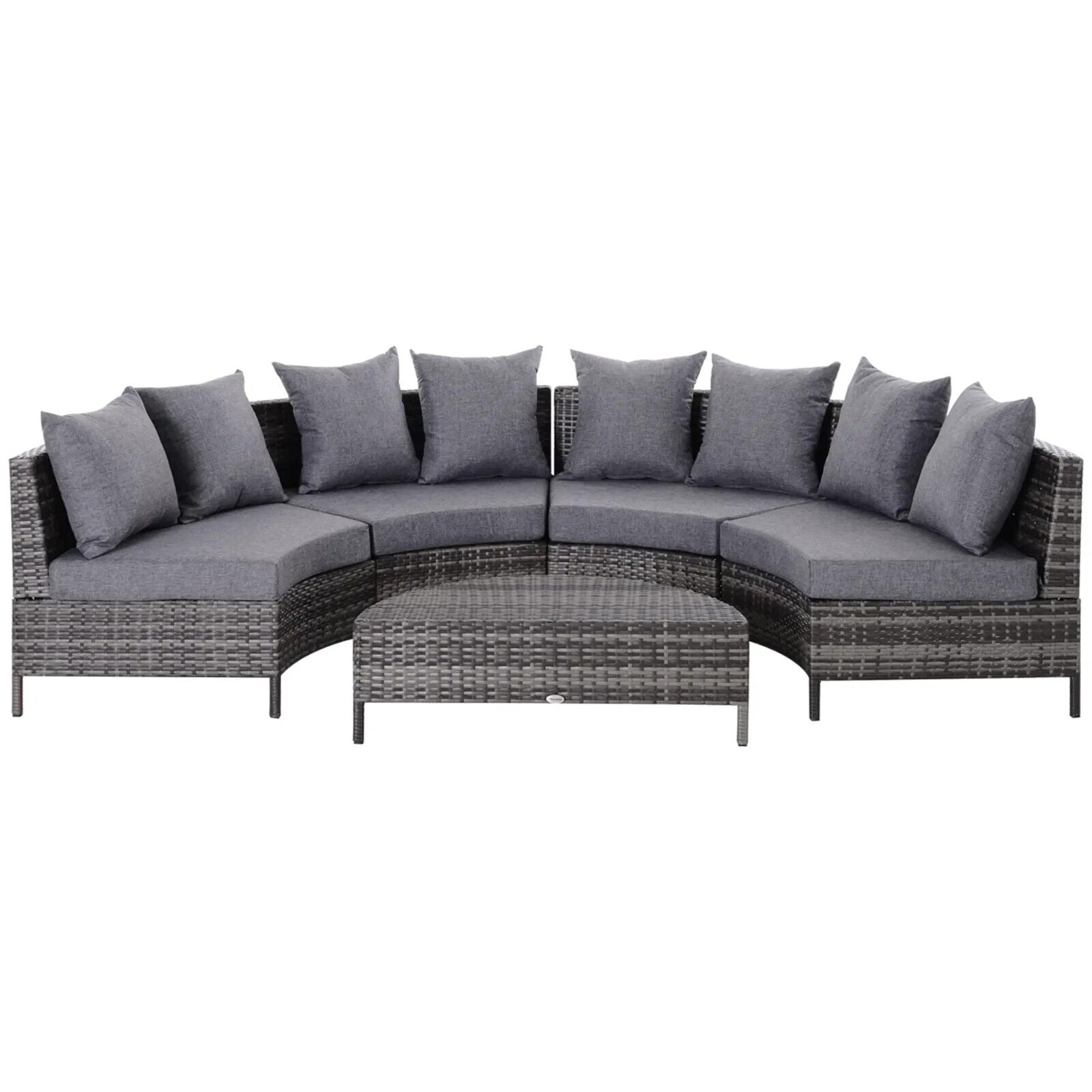 Garden Rattan Furniture 4 Seaters Half - round Patio Outdoor Sofa & Table - Grey - Home and Garden Furniture Shop - #rustic - furniture#