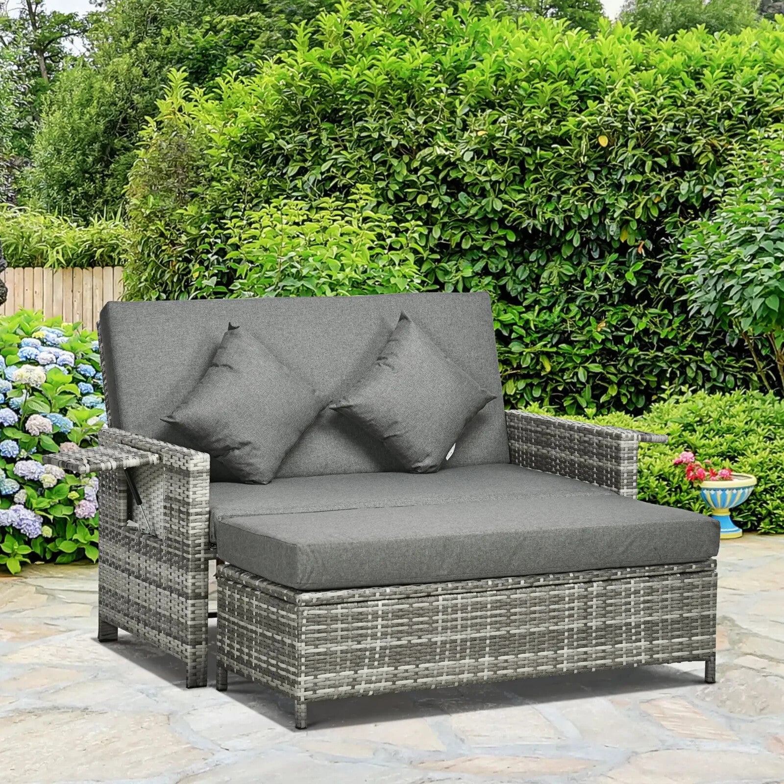 Garden Rattan Furniture Set 2 Seater Patio Sun Lounger Daybed Sun Bed Outdoor - Home and Garden Furniture Shop - rustic - furniture
