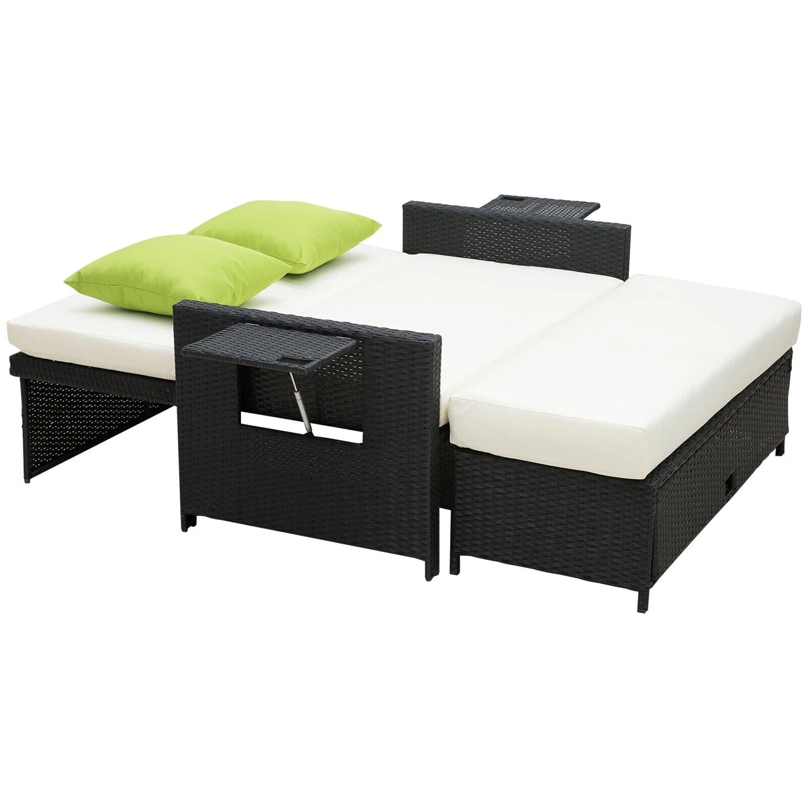 Garden Rattan Furniture Set 2 Seater Patio Sun Lounger Daybed Sun Bed w/ Cushion - Home and Garden Furniture Shop - #rustic - furniture#