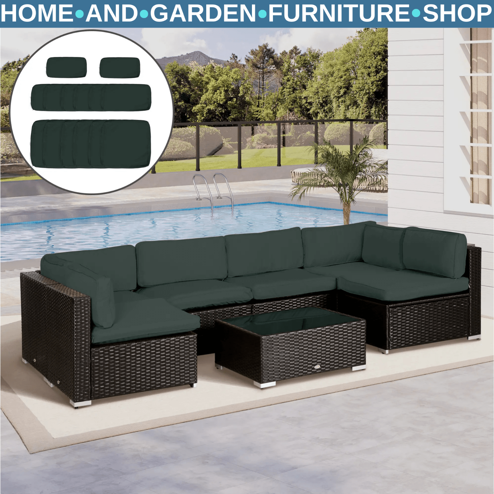 Garden Rattan Sofa Cushion Cover Replacement Outdoor Polyester Dark Grey Zipper - Home and Garden Furniture Shop - rustic - furniture