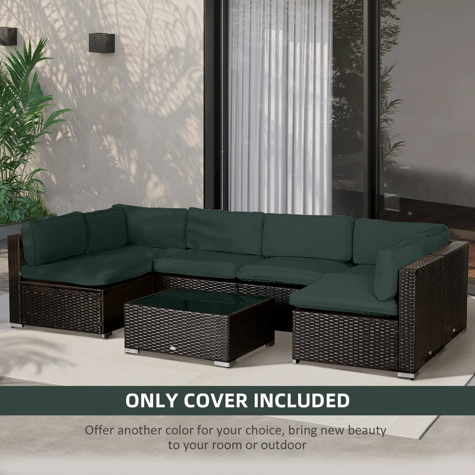 Garden Rattan Sofa Cushion Polyester Cover Replacement No Cushion Included Grey - Home and Garden Furniture Shop - rustic - furniture