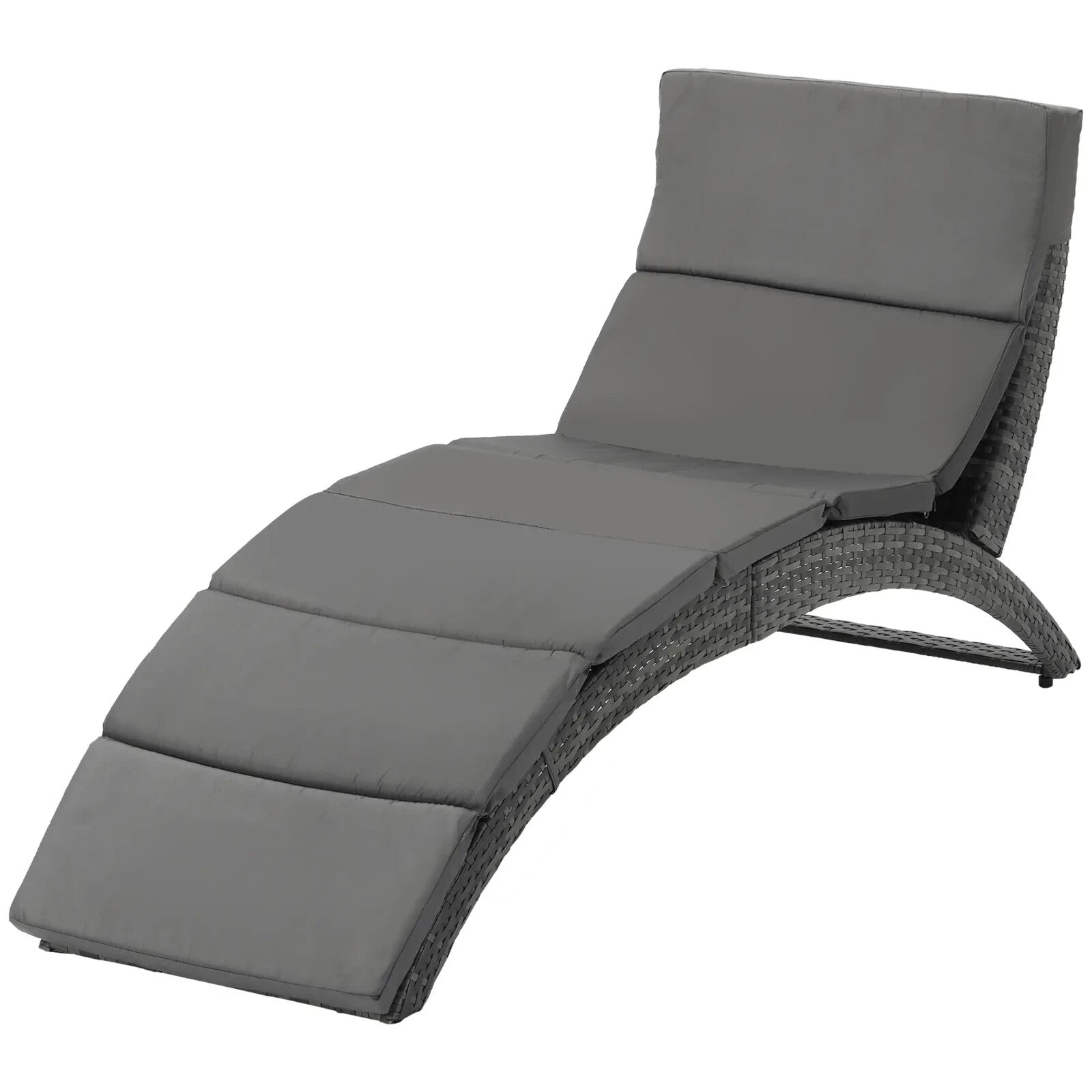Garden Rattan Sun Lounger Foldable Patio Chaise Chair for Outdoor Grey - Home and Garden Furniture Shop - rustic - furniture