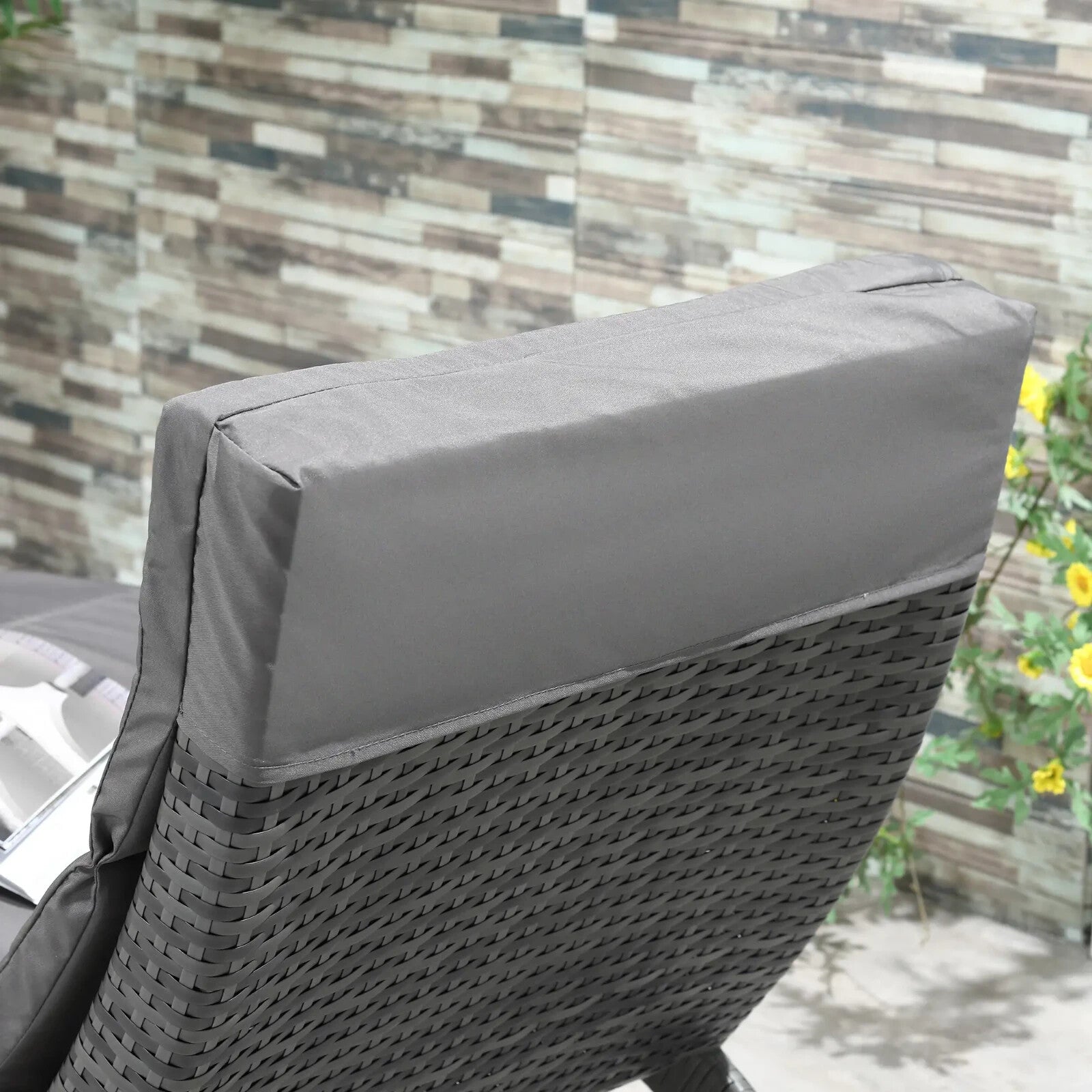 Garden Rattan Sun Lounger Foldable Patio Chaise Chair for Outdoor Grey - Home and Garden Furniture Shop - rustic - furniture