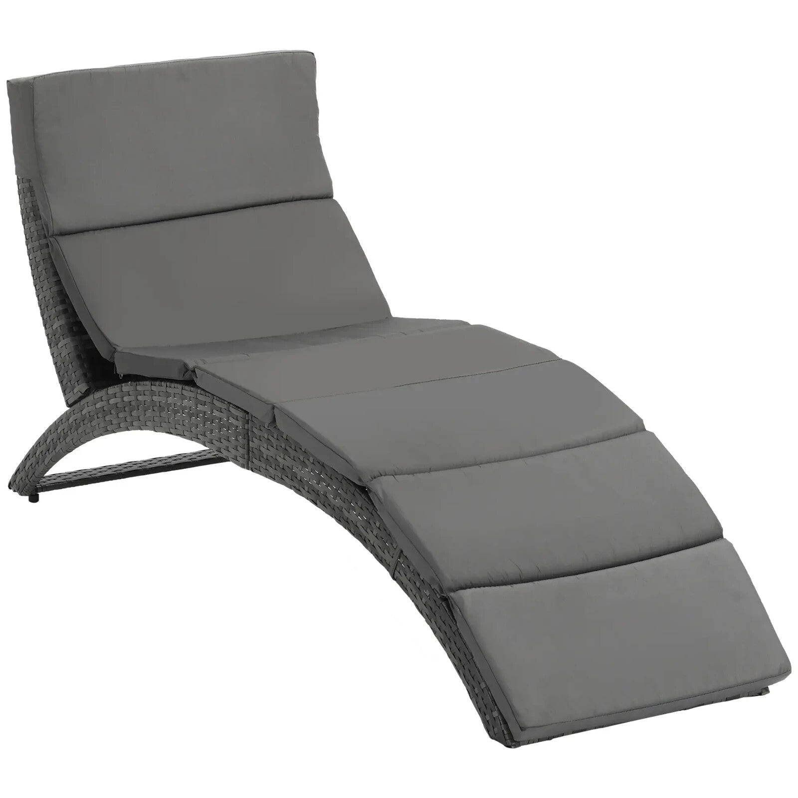 Garden Rattan Sun Lounger Foldable Patio Chaise Chair for Outdoor Grey - Home and Garden Furniture Shop - rustic - furniture