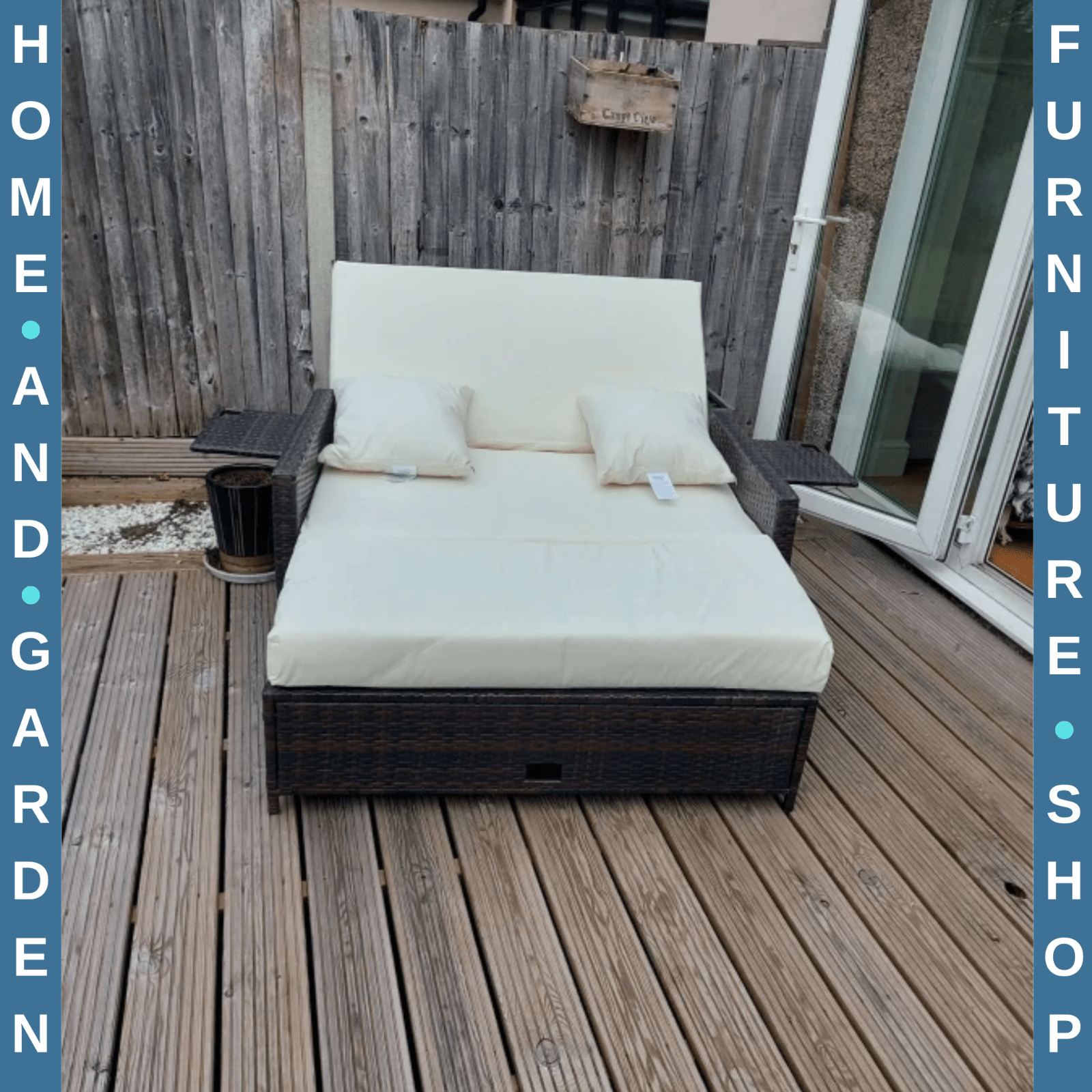 Garden Rattan Sun Lounger Set of 2 Seater Patio Daybed Sun Bed Outdoor Furniture - Home and Garden Furniture Shop - rustic - furniture