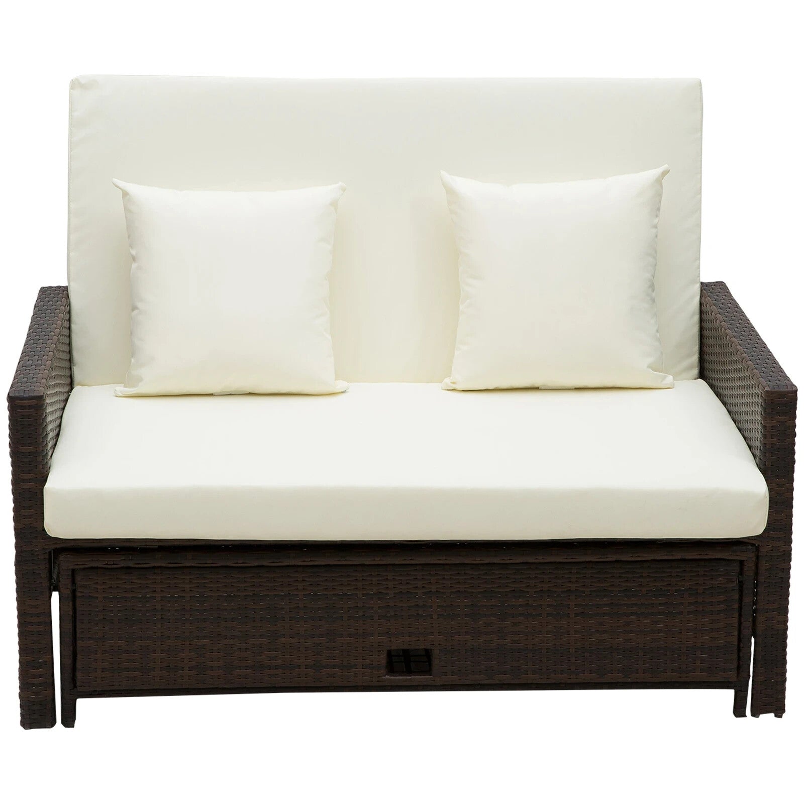 Garden Rattan Sun Lounger Set of 2 Seater Patio Daybed Sun Bed Outdoor Furniture - Home and Garden Furniture Shop - rustic - furniture