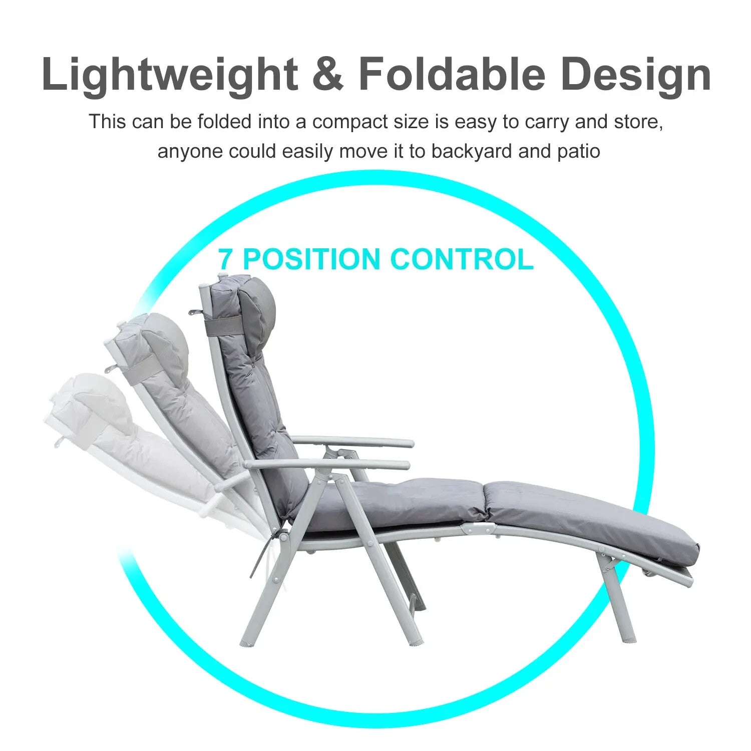 Garden Reclining Sun Lounger with Pillow Padded Seat Outdoor Chair Steel Frame - Home and Garden Furniture Shop - rustic - furniture