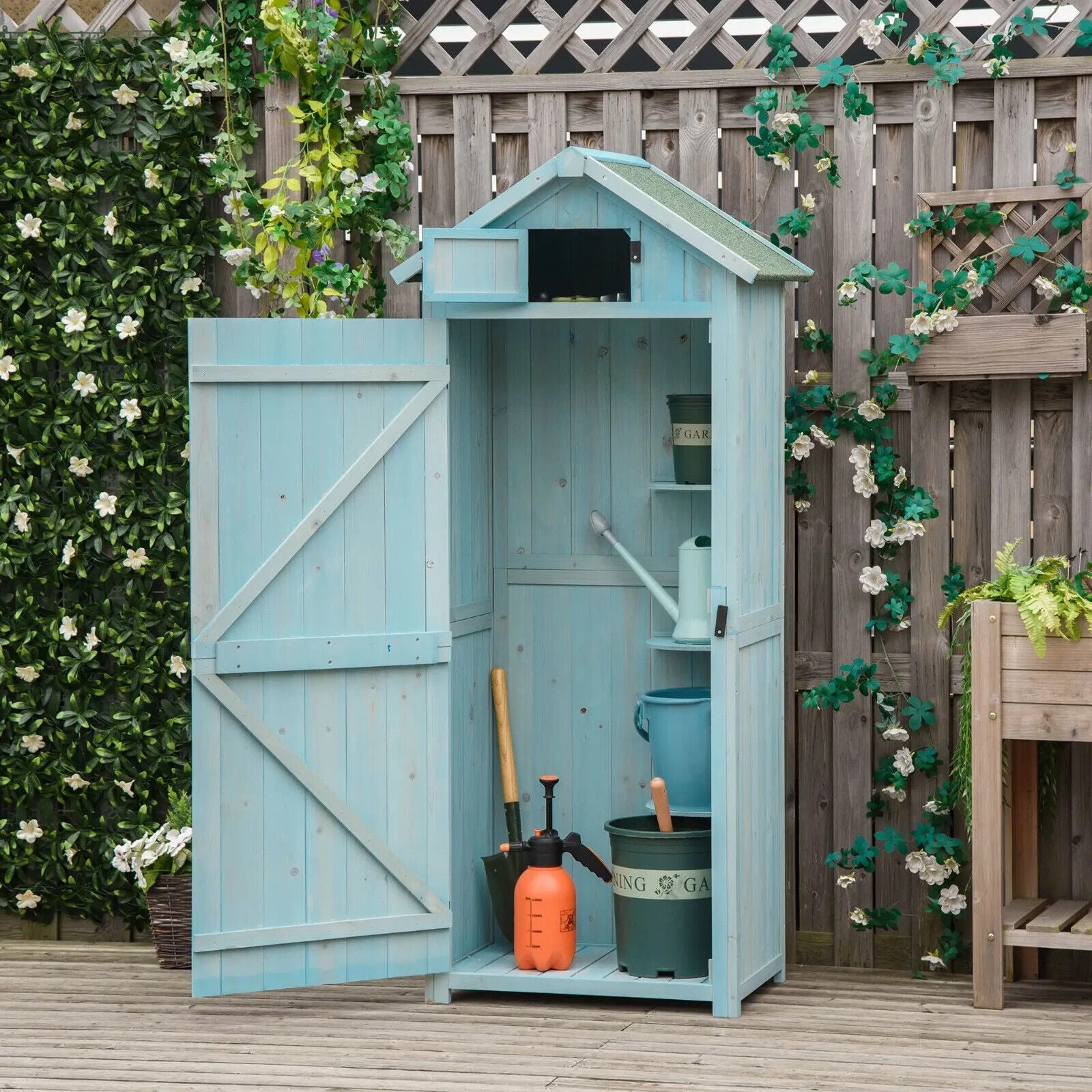 Garden Shed Storage 77x54x179cm Tool House w/ 3 Shelves and Asphalt Roof Outdoor - Home and Garden Furniture Shop - #rustic - furniture#