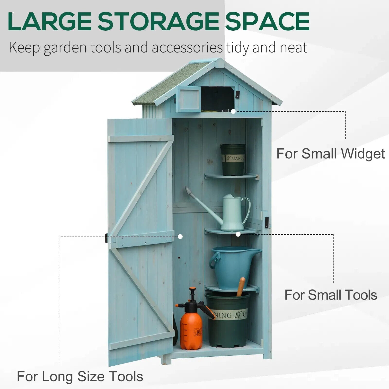 Garden Shed Storage 77x54x179cm Tool House w/ 3 Shelves and Asphalt Roof Outdoor - Home and Garden Furniture Shop - #rustic - furniture#