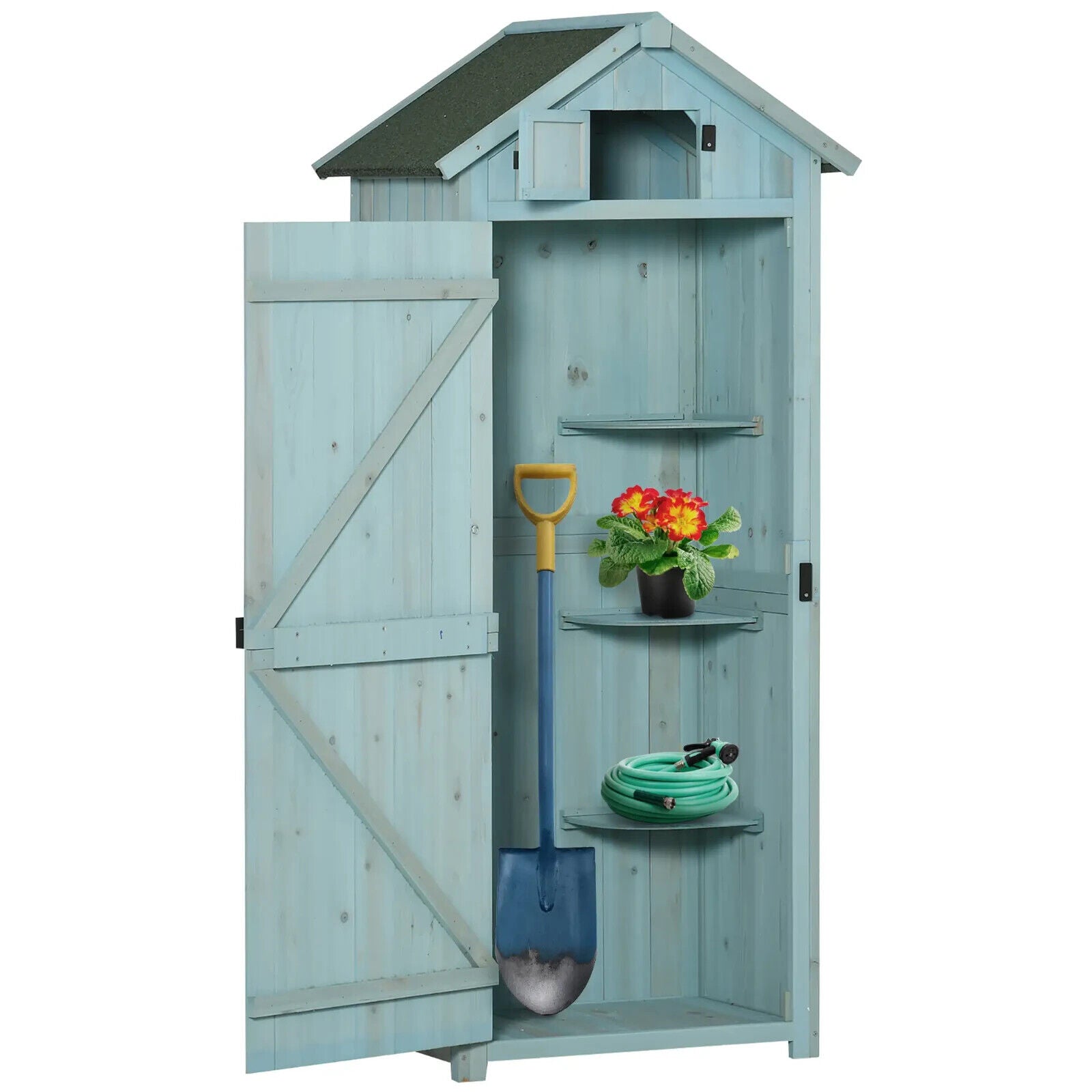 Garden Shed Storage 77x54x179cm Tool House w/ 3 Shelves and Asphalt Roof Outdoor - Home and Garden Furniture Shop - #rustic - furniture#