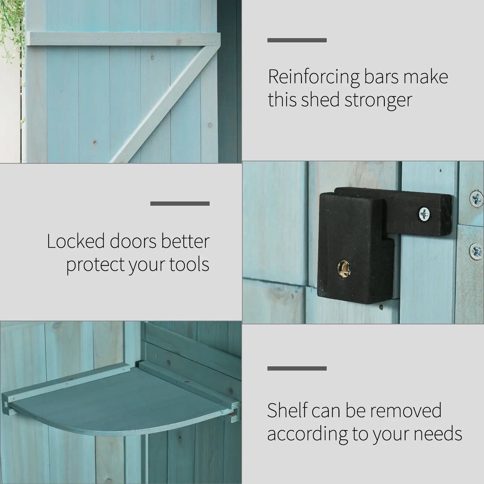 Garden Shed Storage 77x54x179cm Tool House w/ 3 Shelves and Asphalt Roof Outdoor - Home and Garden Furniture Shop - #rustic - furniture#