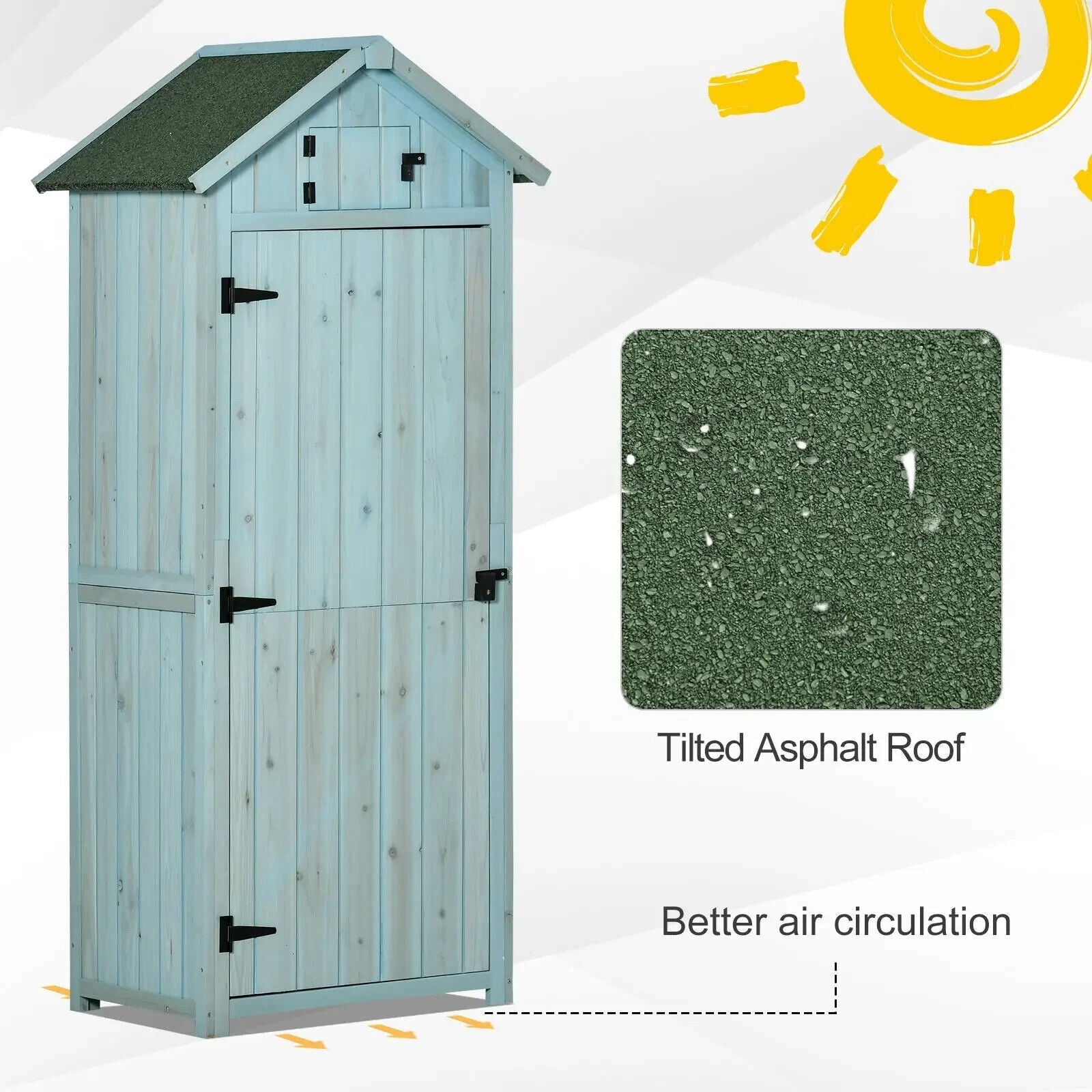 Garden Shed Storage 77x54x179cm Tool House w/ 3 Shelves and Asphalt Roof Outdoor - Home and Garden Furniture Shop - #rustic - furniture#