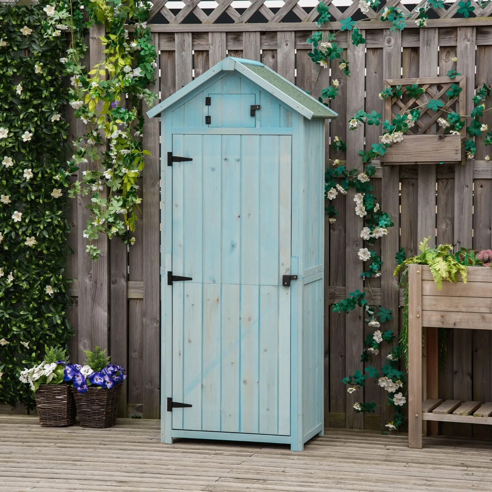 Garden Shed Storage 77x54x179cm Tool House w/ 3 Shelves and Asphalt Roof Outdoor - Home and Garden Furniture Shop - #rustic - furniture#