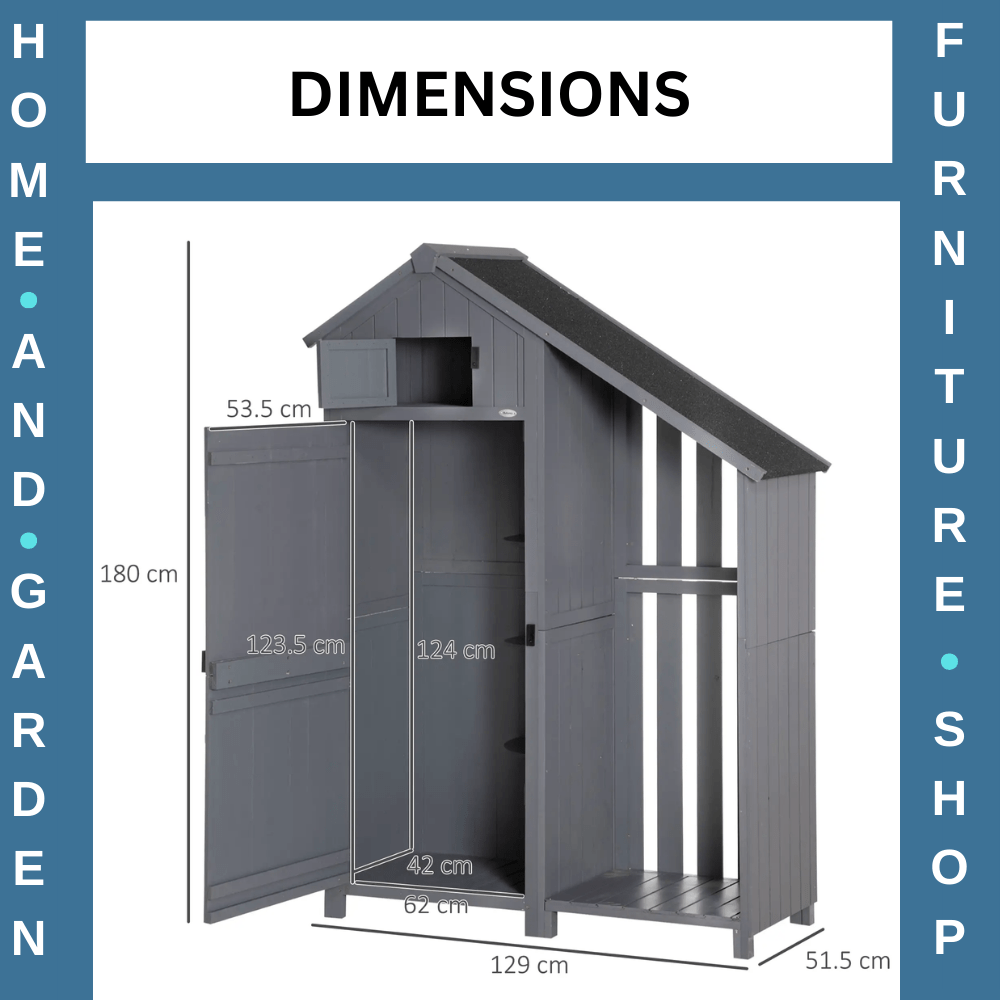 Garden Storage Shed 129x51.5x180cm Outdoor Tool Shed with 3 Shelves & Tilt Roof - Home and Garden Furniture Shop - #rustic - furniture#