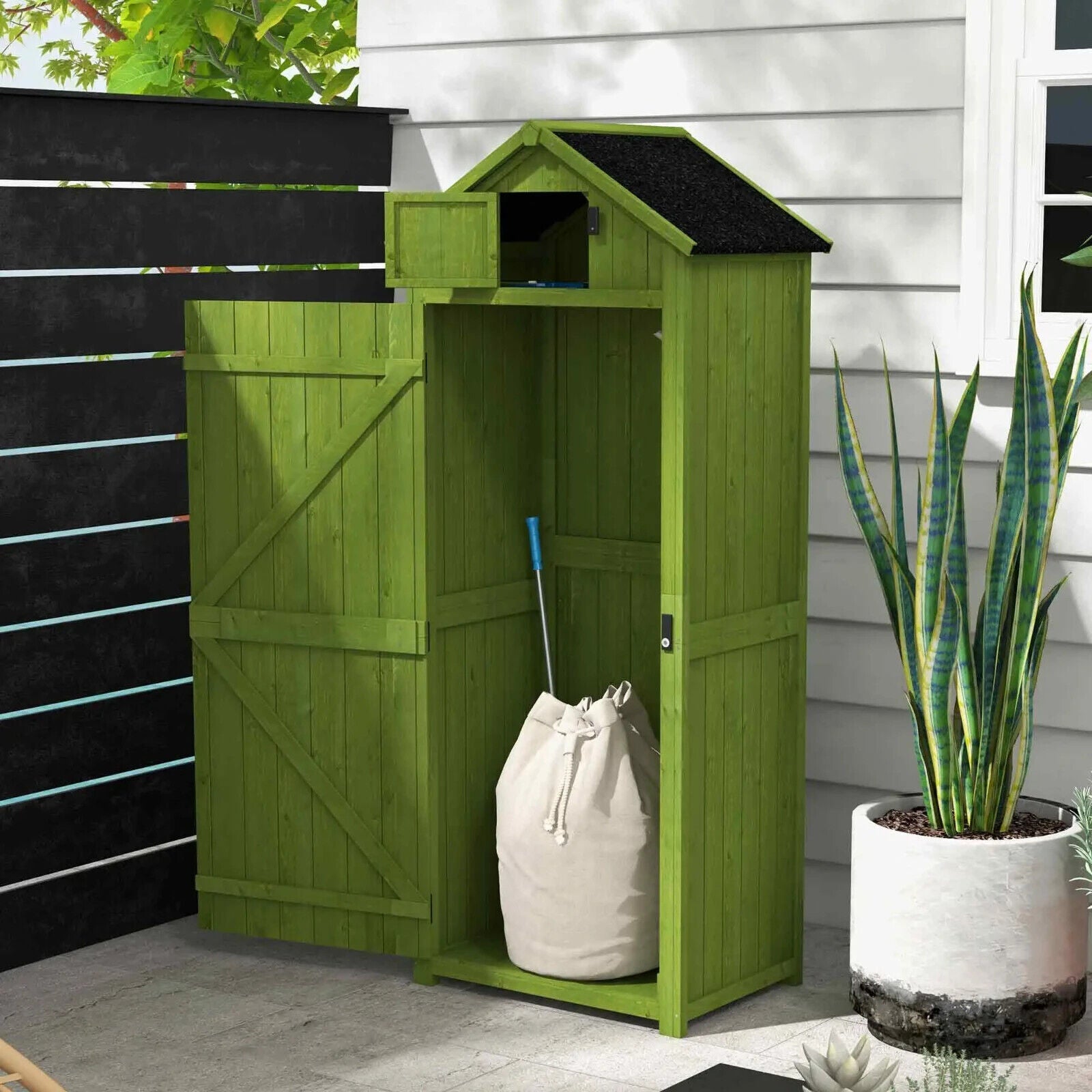 Garden Storage Shed 77 x 54.2 x 179cm Tool House with 3 Shelves and Asphalt Roof - Home and Garden Furniture Shop - #rustic - furniture#