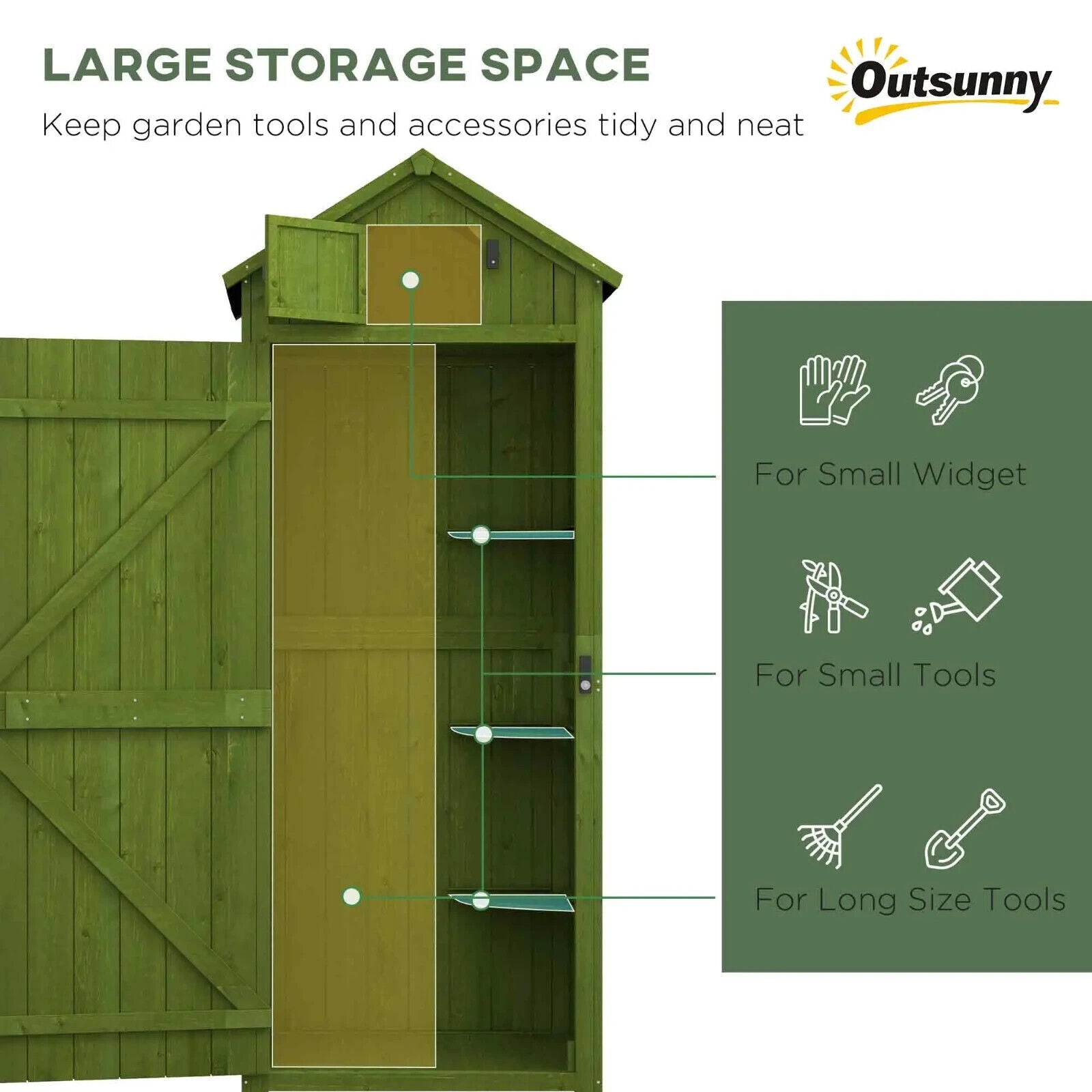 Garden Storage Shed 77 x 54.2 x 179cm Tool House with 3 Shelves and Asphalt Roof - Home and Garden Furniture Shop - #rustic - furniture#