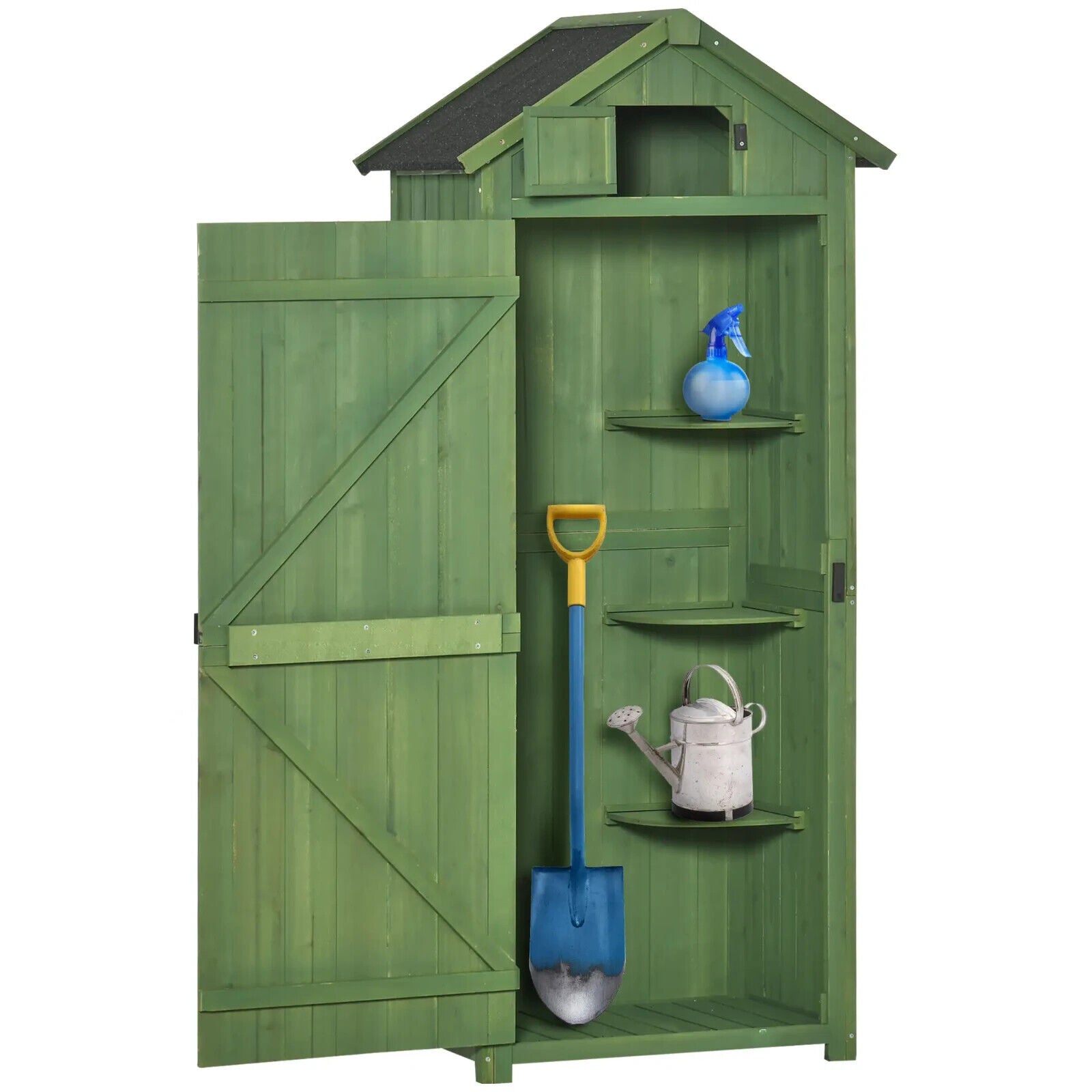 Garden Storage Shed 77 x 54.2 x 179cm Tool House with 3 Shelves and Asphalt Roof - Home and Garden Furniture Shop - #rustic - furniture#