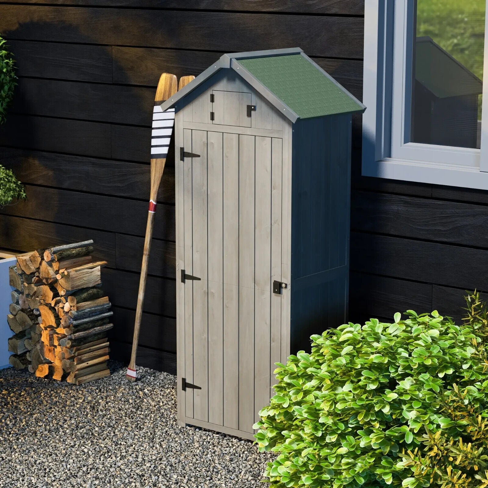 Garden Storage Shed 77x54x179cm Tool House w/ 3 Shelves and Asphalt Roof Outdoor - Home and Garden Furniture Shop - #rustic - furniture#
