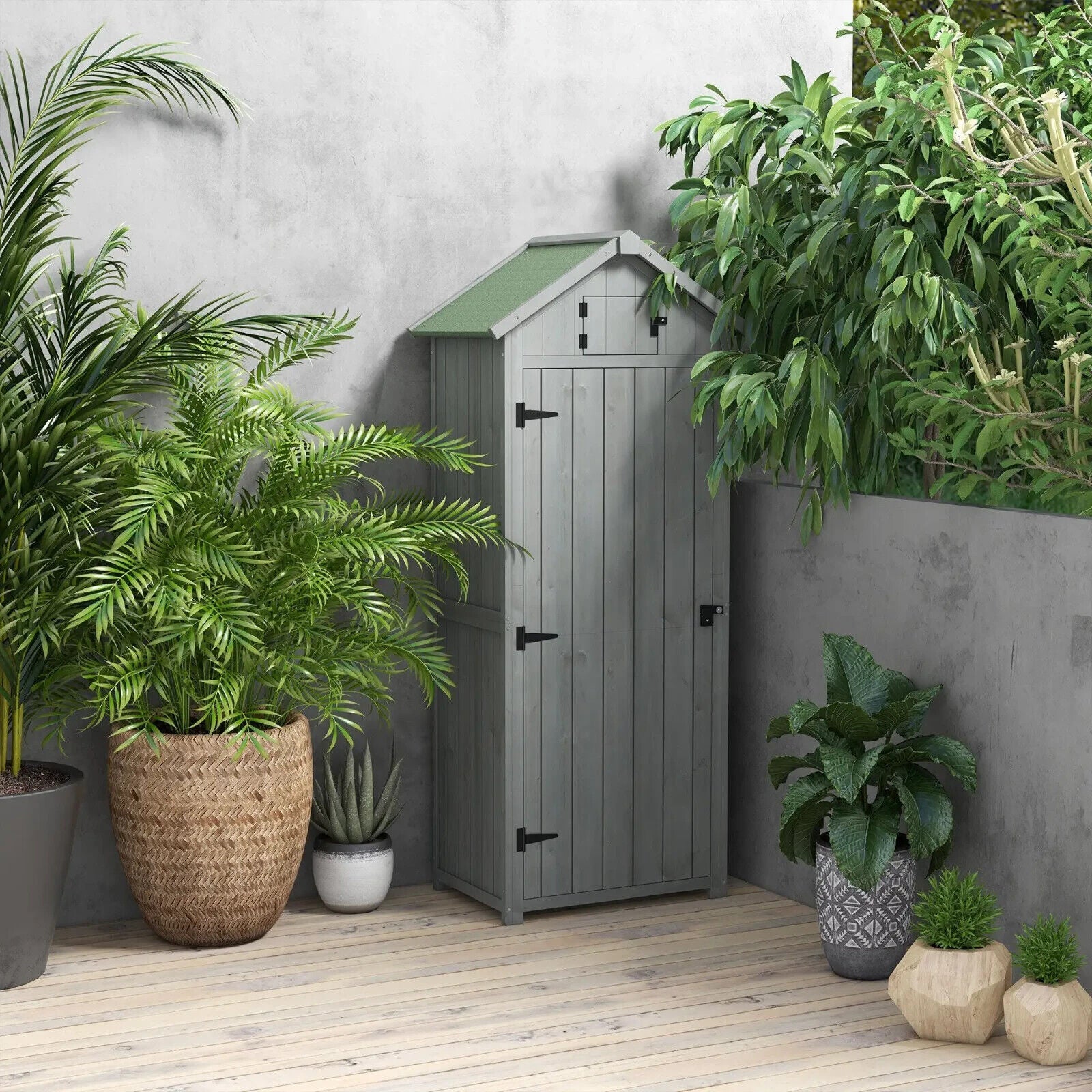 Garden Storage Shed 77x54x179cm Tool House w/ 3 Shelves and Asphalt Roof Outdoor - Home and Garden Furniture Shop - #rustic - furniture#