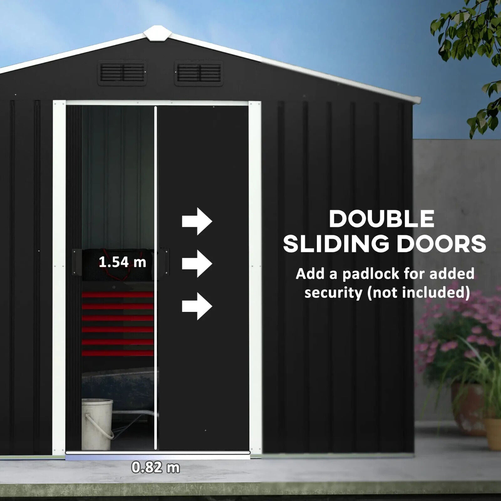 Garden Storage Shed Double Sliding Doors Outdoor Tool Shed Weatherproof Storage - Home and Garden Furniture Shop - #rustic - furniture#