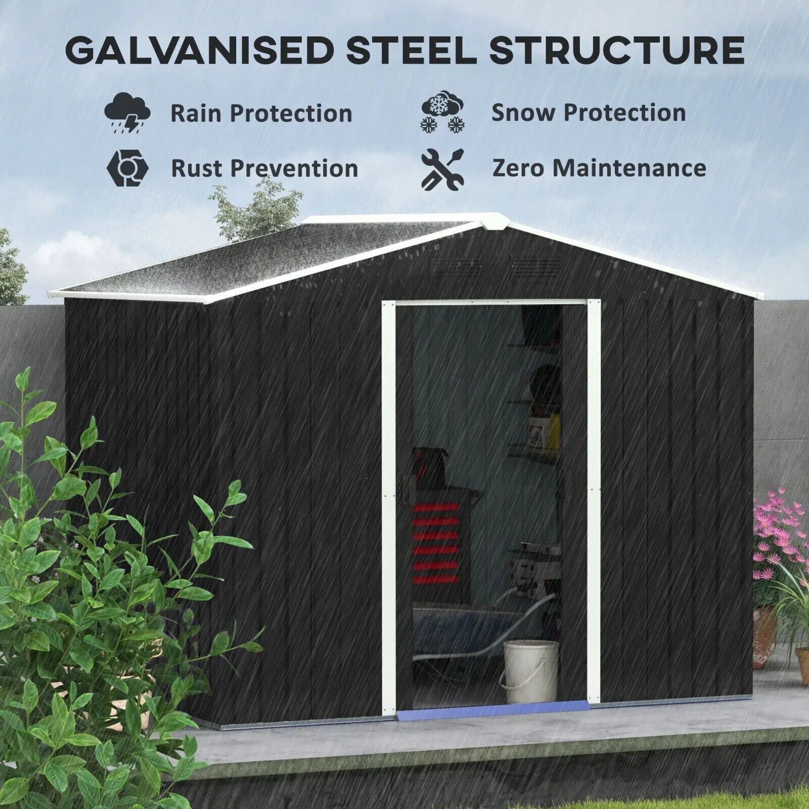 Garden Storage Shed Double Sliding Doors Outdoor Tool Shed Weatherproof Storage - Home and Garden Furniture Shop - #rustic - furniture#