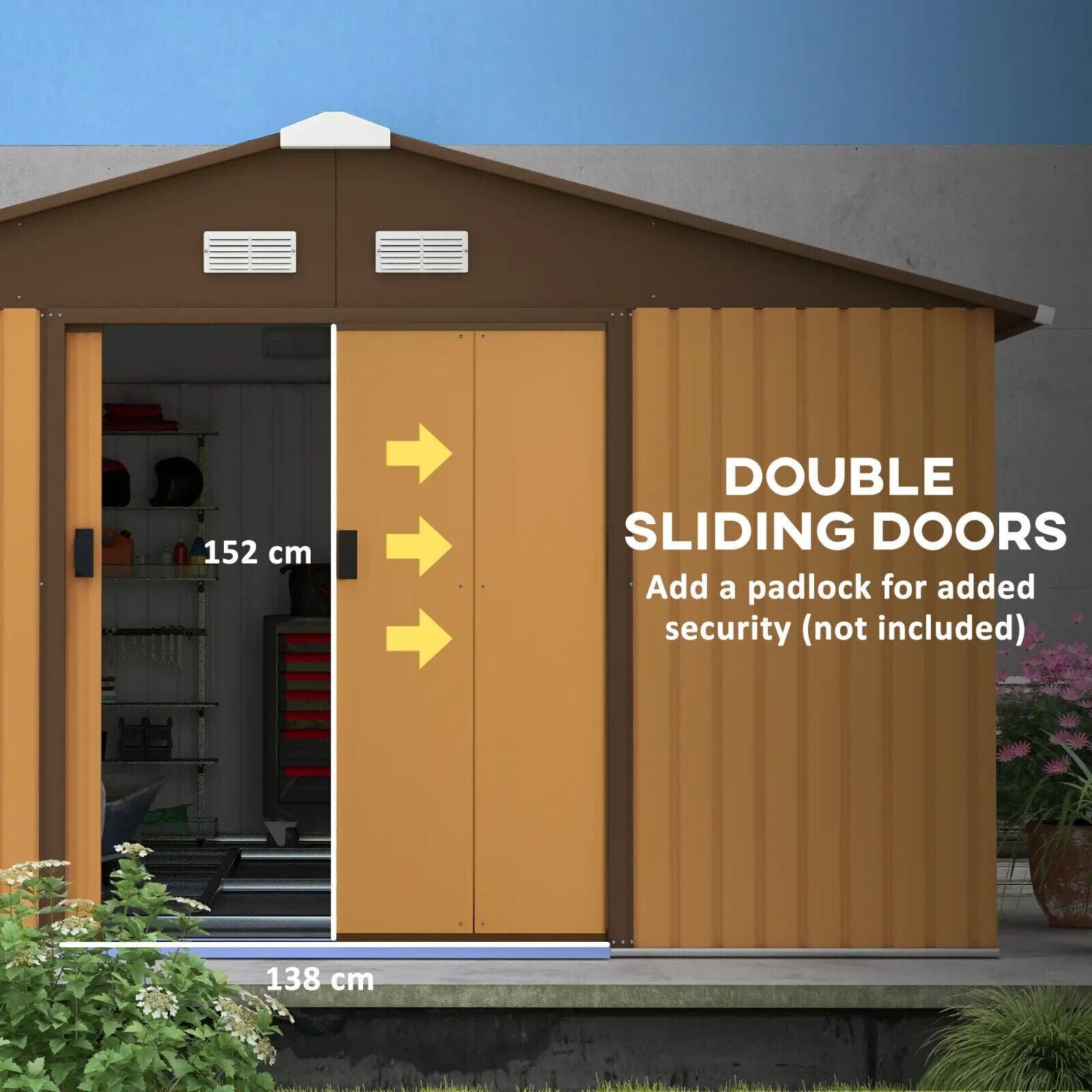 Garden Storage Shed Metal Roof Yard Store Outdoor Tool Box Building Container - Home and Garden Furniture Shop - #rustic - furniture#