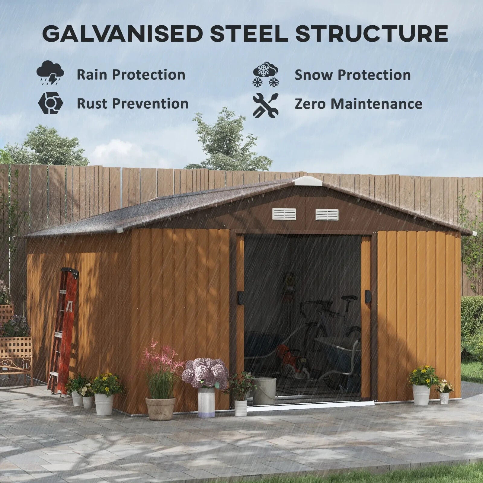 Garden Storage Shed Metal Roof Yard Store Outdoor Tool Box Building Container - Home and Garden Furniture Shop - #rustic - furniture#