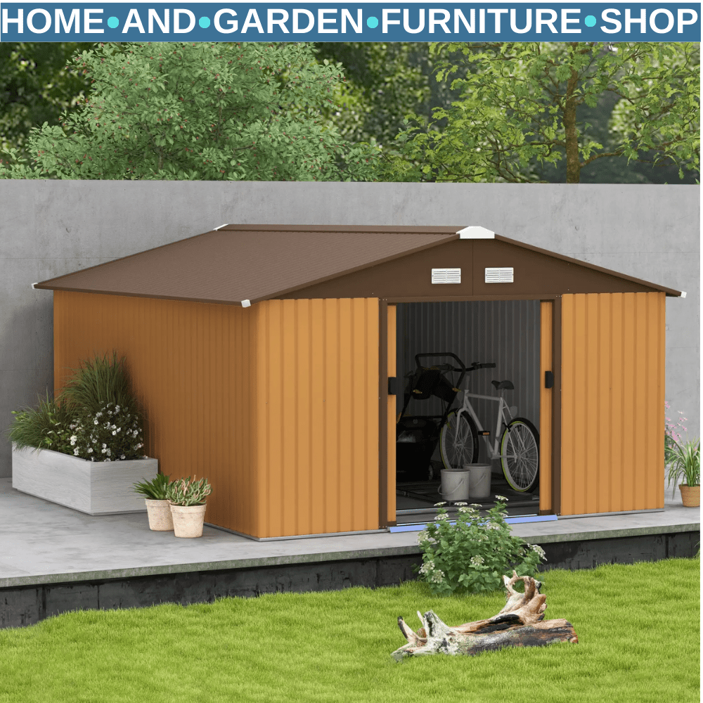 Garden Storage Shed Metal Roof Yard Store Outdoor Tool Box Building Container - Home and Garden Furniture Shop - #rustic - furniture#