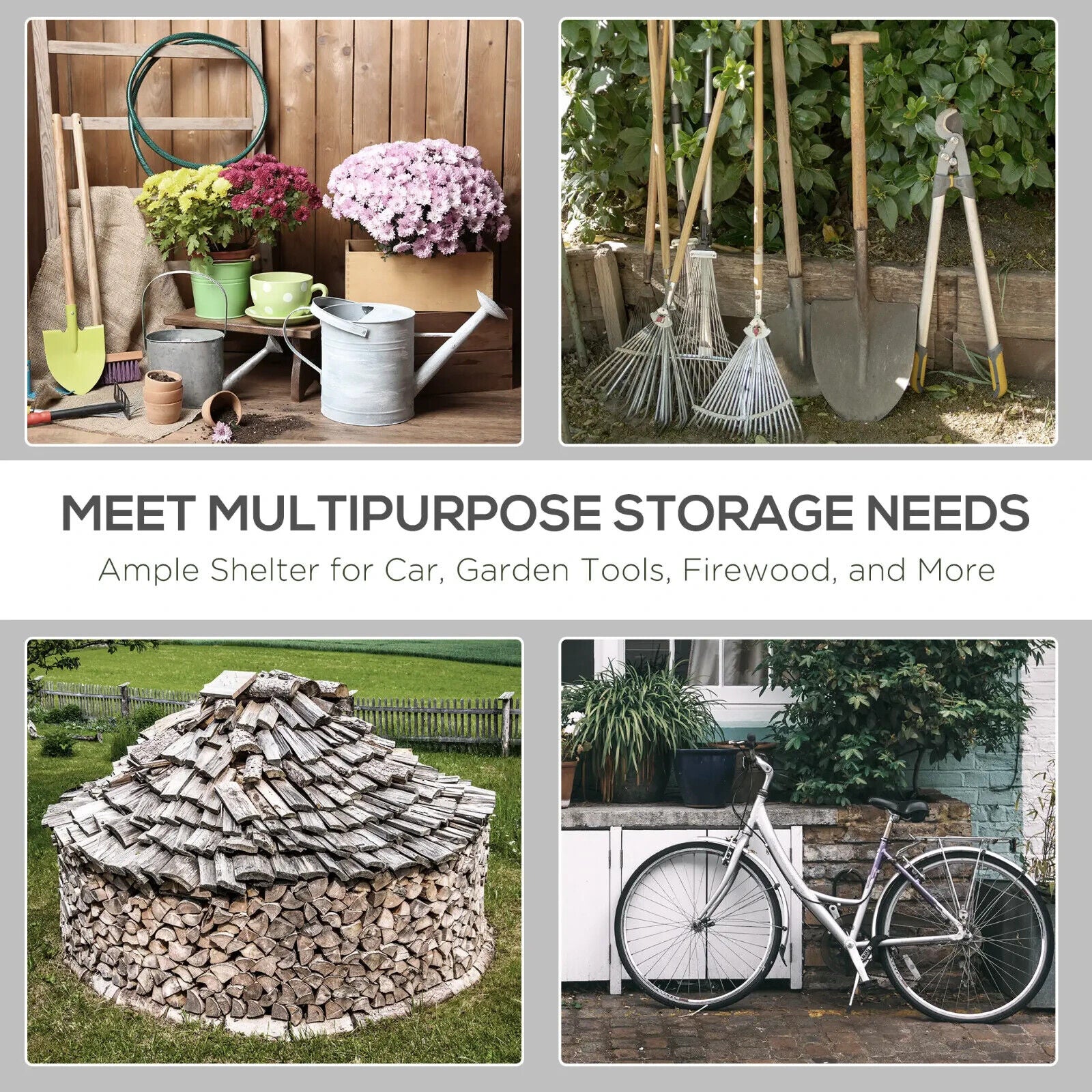 Garden Storage Tent 9 X 7.5ft Heavy Duty Bike Shed w/ Metal Frame & Zipper Doors - Home and Garden Furniture Shop - #rustic - furniture#
