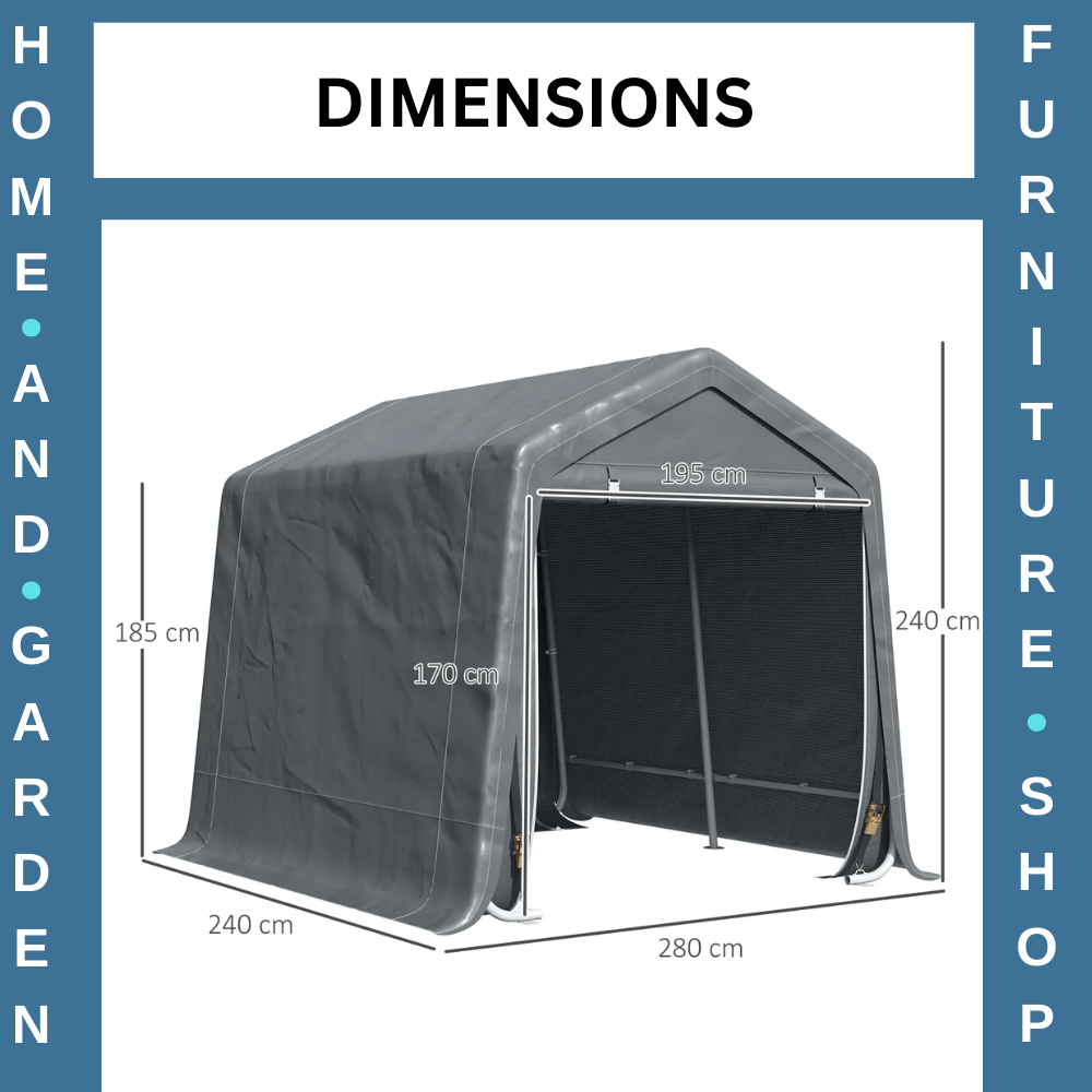 Garden Storage Tent 9 X 7.5ft Heavy Duty Bike Shed w/ Metal Frame & Zipper Doors - Home and Garden Furniture Shop - #rustic - furniture#
