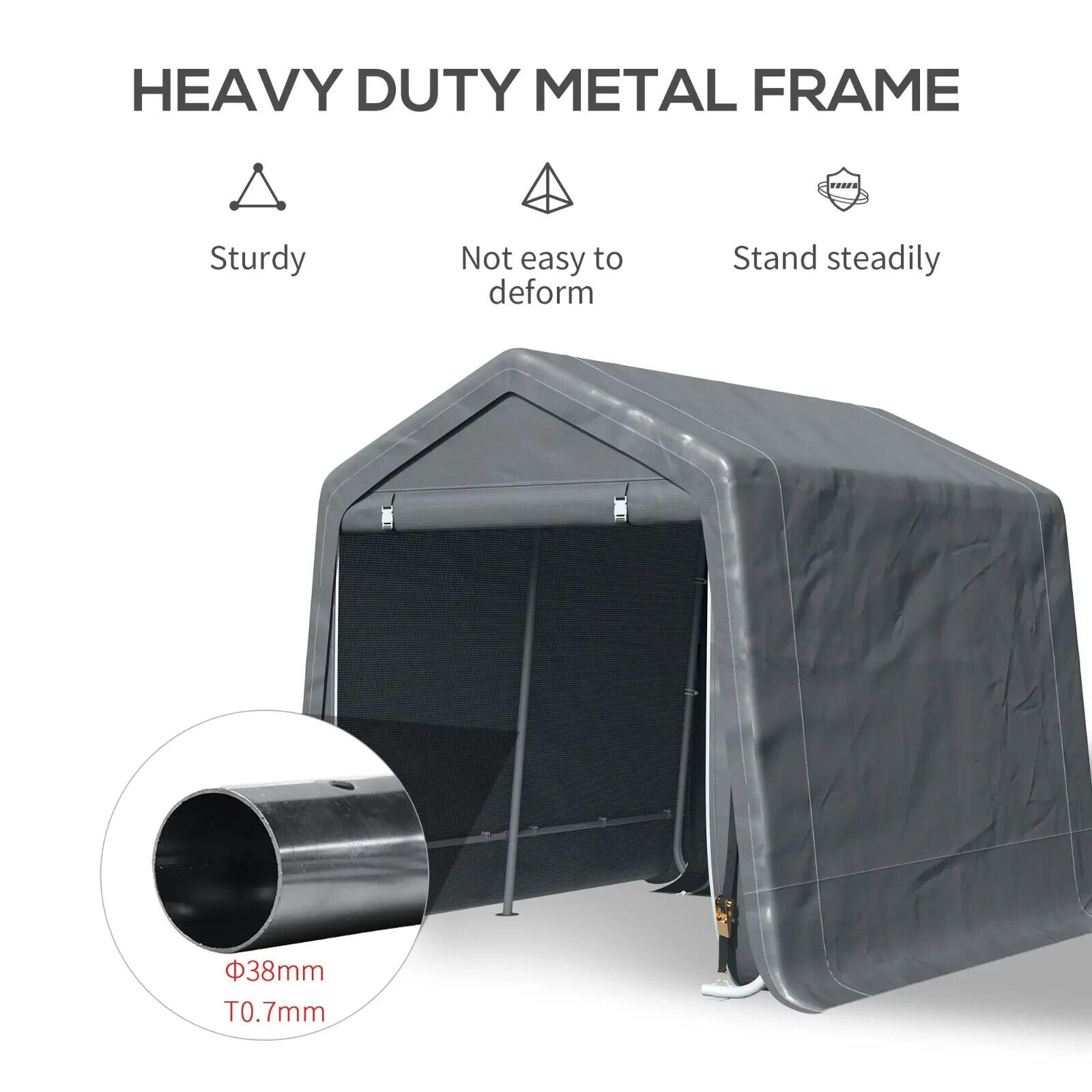 Garden Storage Tent 9 X 7.5ft Heavy Duty Bike Shed w/ Metal Frame & Zipper Doors - Home and Garden Furniture Shop - #rustic - furniture#