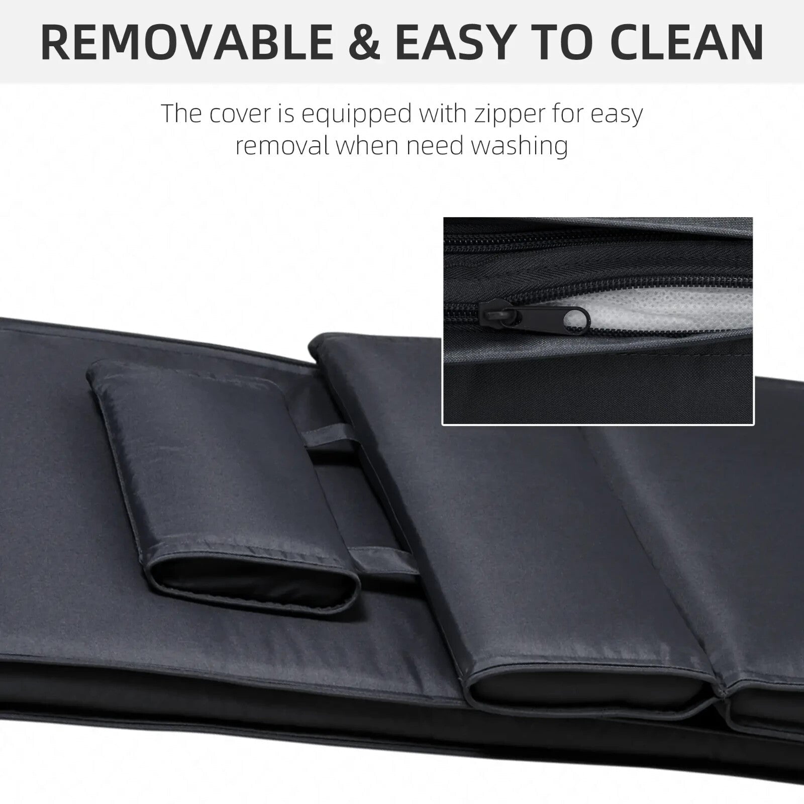 Garden Sun Lounger Cushion Replacement Reclining Chair Pad With Pillow Black - Home and Garden Furniture Shop - rustic - furniture