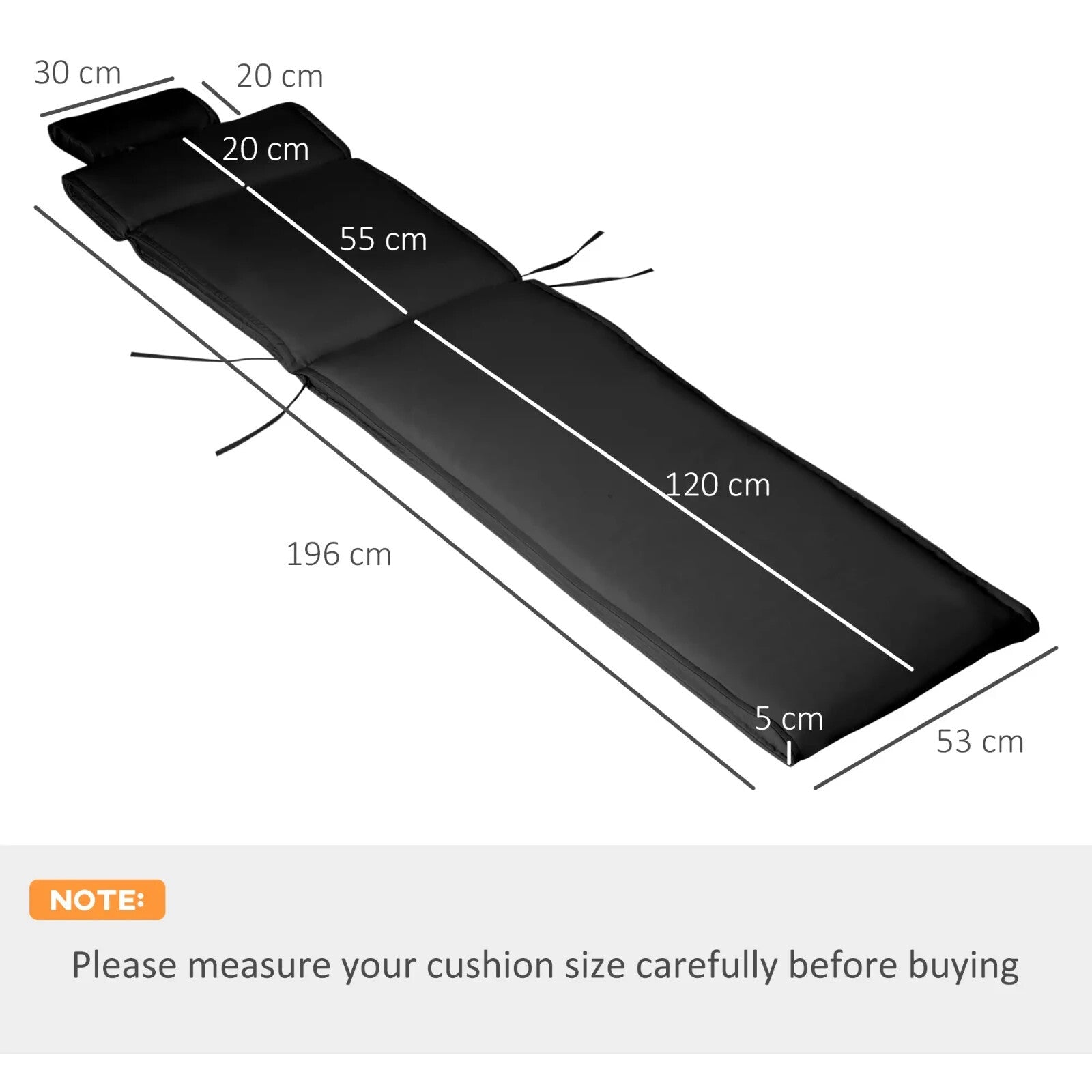 Garden Sun Lounger Cushion Replacement Reclining Chair Pad With Pillow Black - Home and Garden Furniture Shop - rustic - furniture