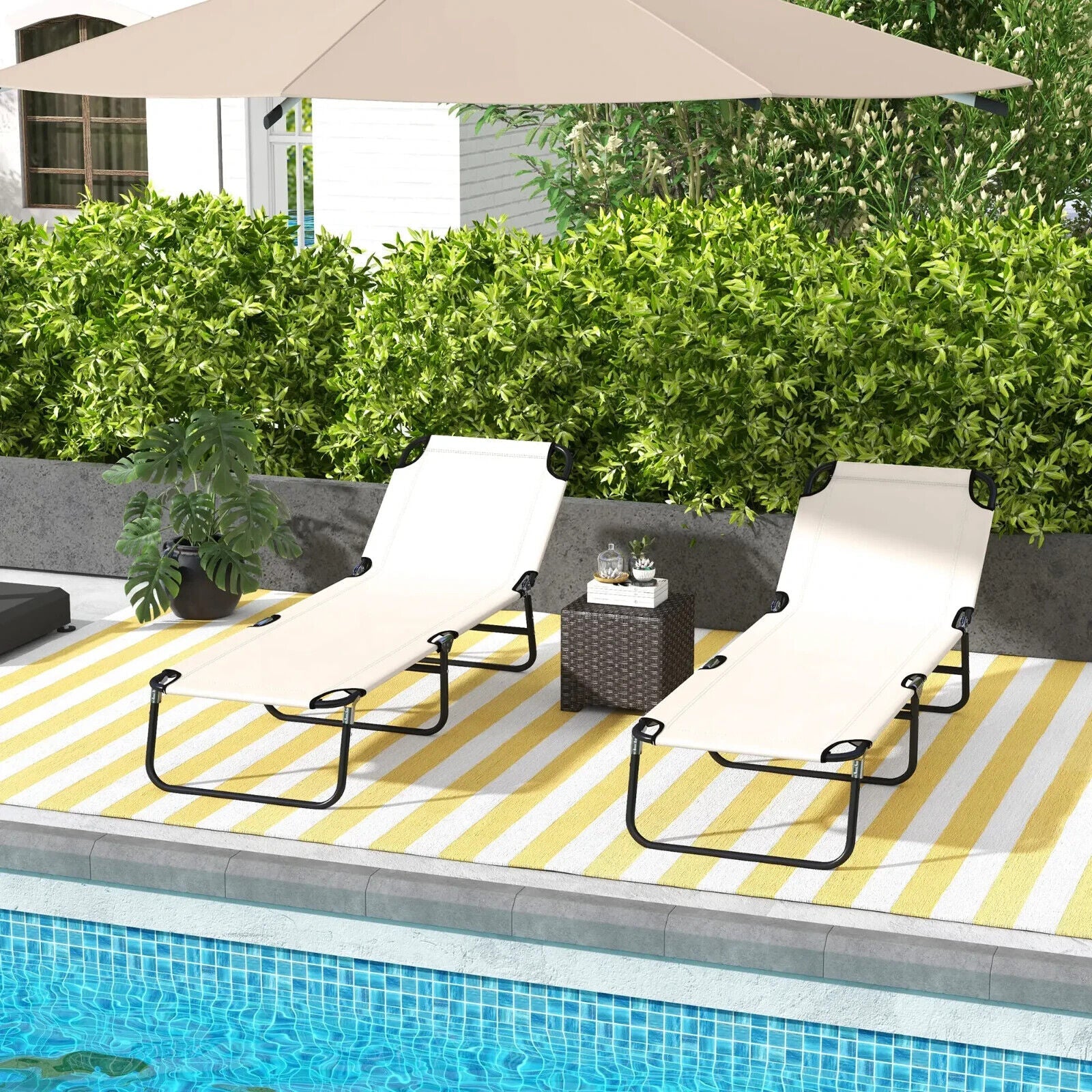 Garden Sun Lounger Recliner Chair with Five Position Adjustable Back for Outdoor - Home and Garden Furniture Shop - #rustic - furniture#