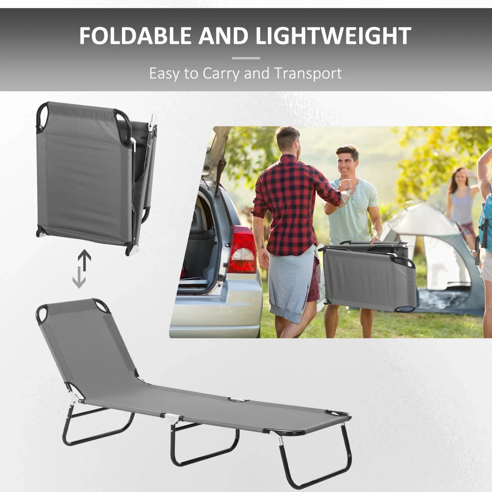 Garden Sun Lounger with Adjustable 5 Position Reclining Backrest Outdoor Chair - Home and Garden Furniture Shop - rustic - furniture