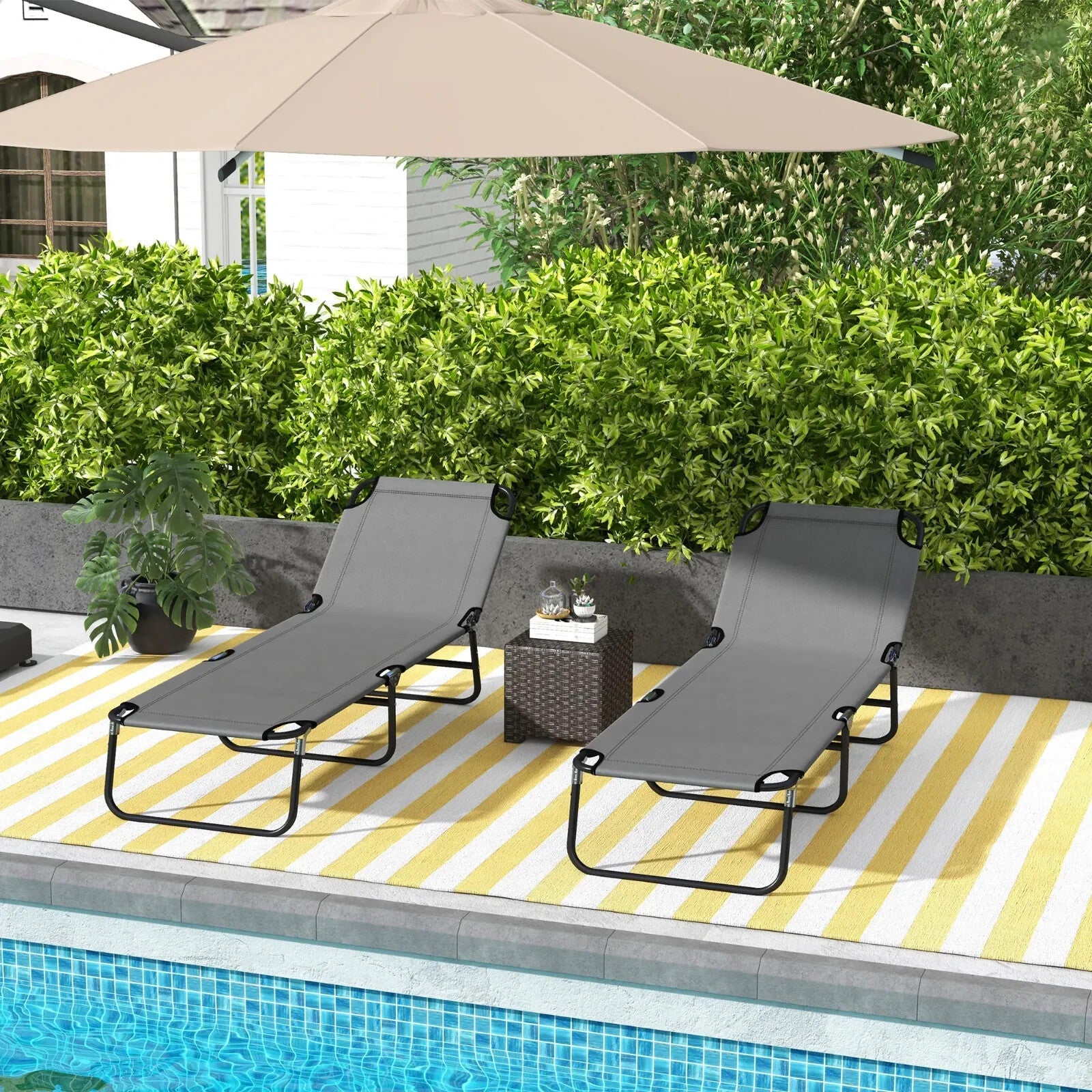 Garden Sun Lounger with Adjustable 5 Position Reclining Backrest Outdoor Chair - Home and Garden Furniture Shop - rustic - furniture
