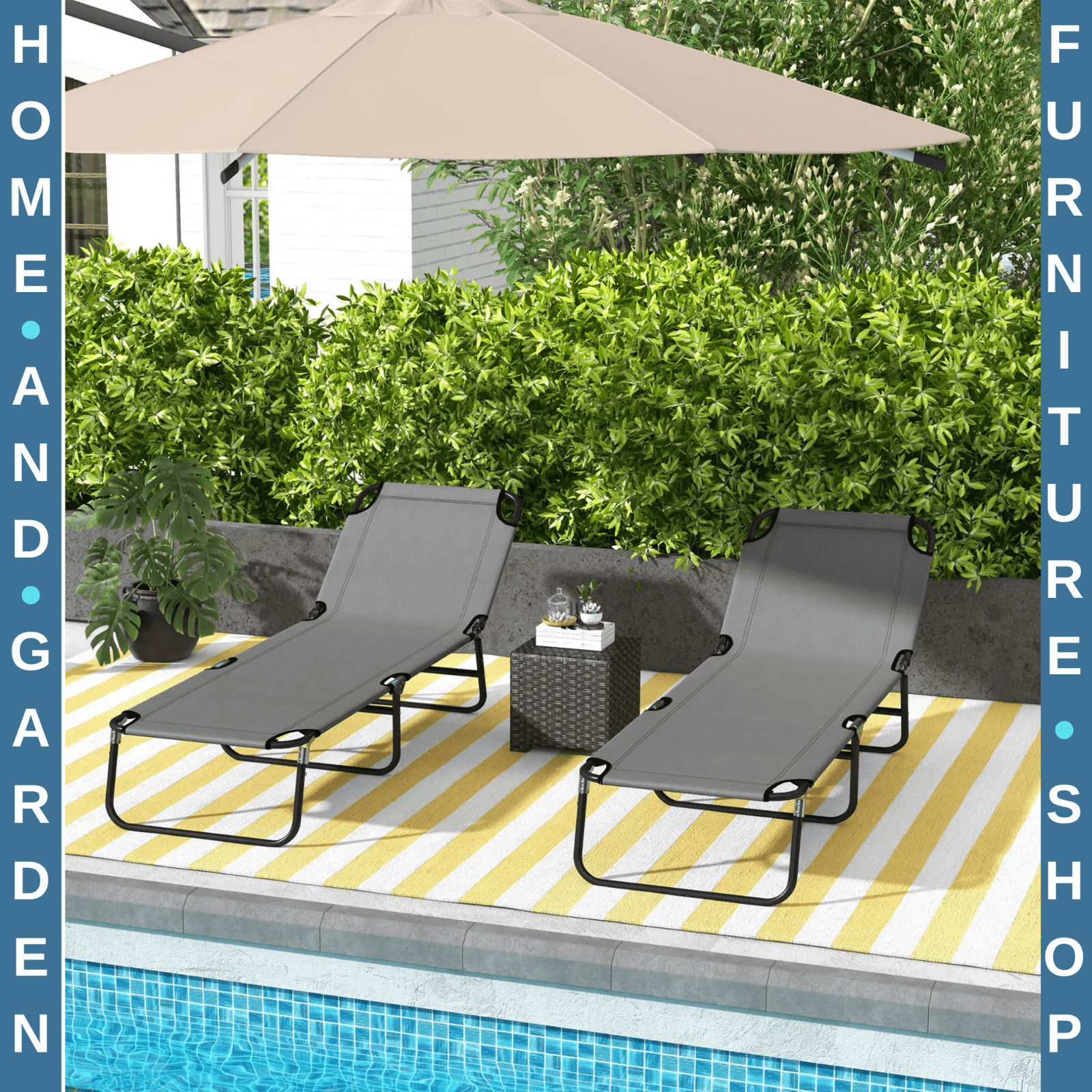 Garden Sun Lounger with Adjustable 5 Position Reclining Backrest Outdoor Chair - Home and Garden Furniture Shop - rustic - furniture