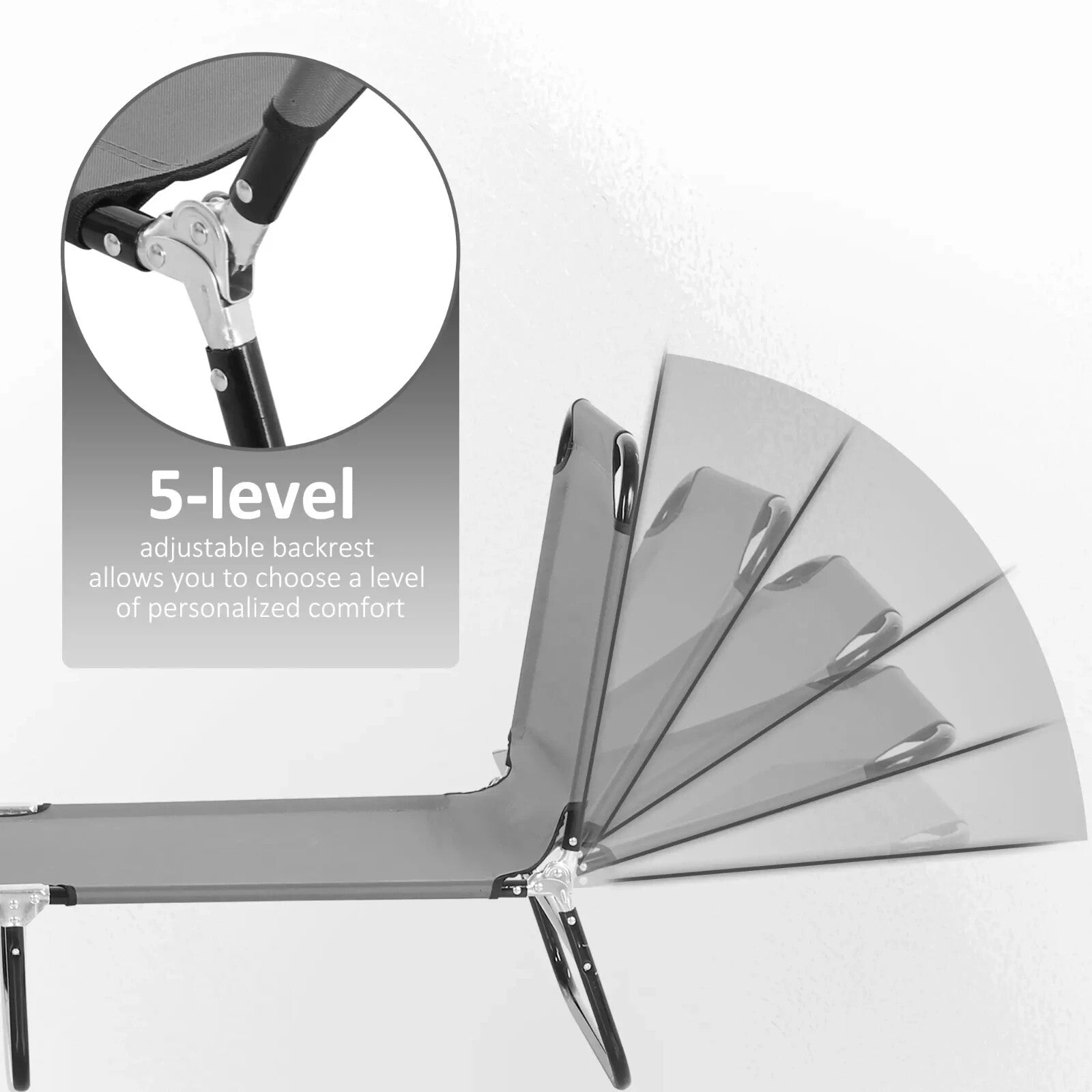 Garden Sun Lounger with Adjustable 5 Position Reclining Backrest Outdoor Chair - Home and Garden Furniture Shop - rustic - furniture