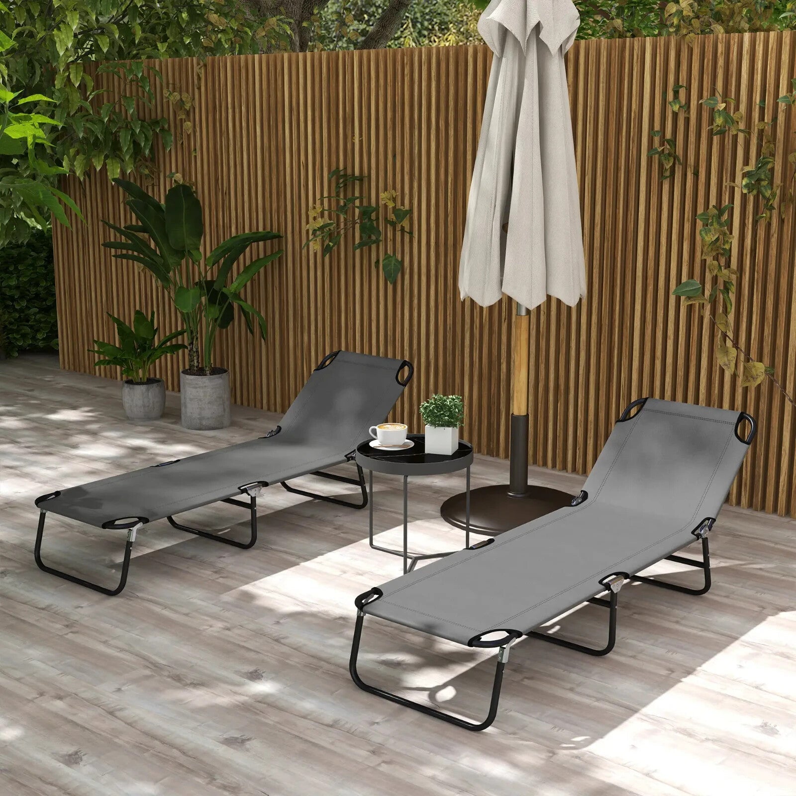Garden Sun Lounger with Adjustable 5 Position Reclining Backrest Outdoor Chair - Home and Garden Furniture Shop - rustic - furniture