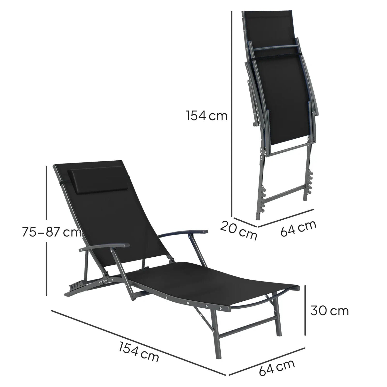 Garden Sun Loungers Set of 2 Folding Chaise Lounge Chairs Grey Patio Furniture - Home and Garden Furniture Shop - #rustic - furniture#