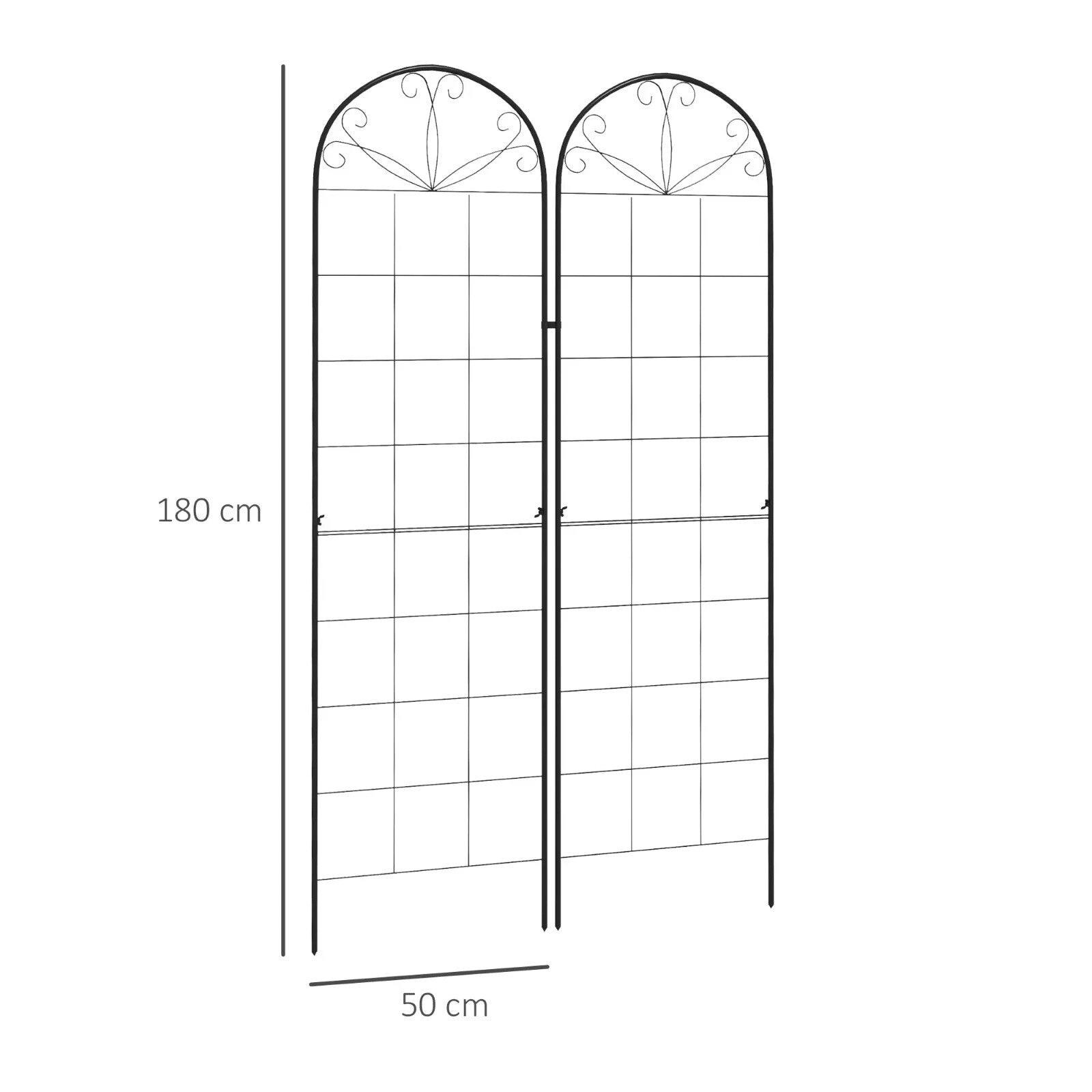Garden Trellis Set of 2 Plants Support Arched Steel Frames Grid Design Black - Home and Garden Furniture Shop - rustic - furniture