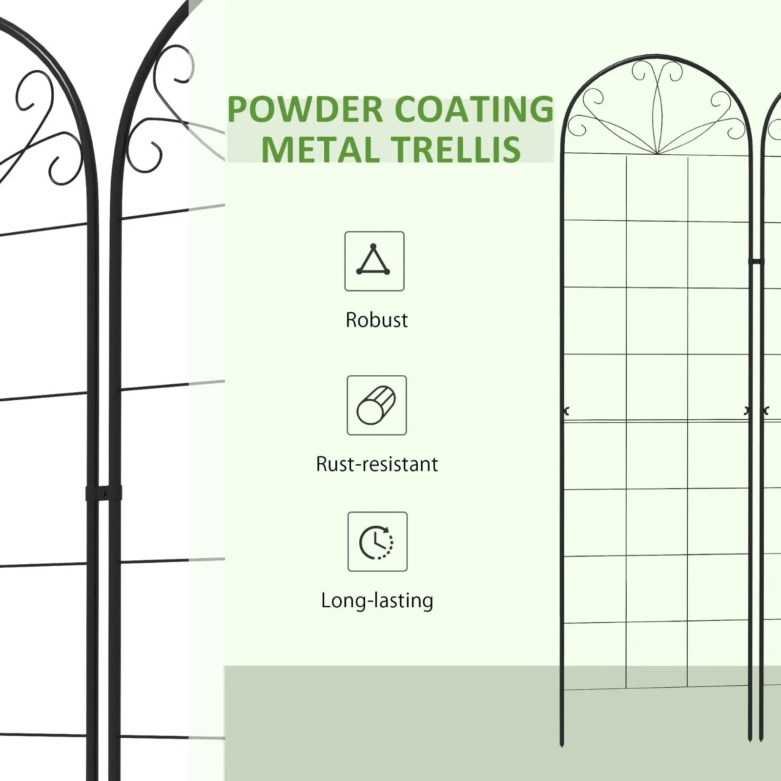 Garden Trellis Set of 2 Plants Support Arched Steel Frames Grid Design Black - Home and Garden Furniture Shop - rustic - furniture
