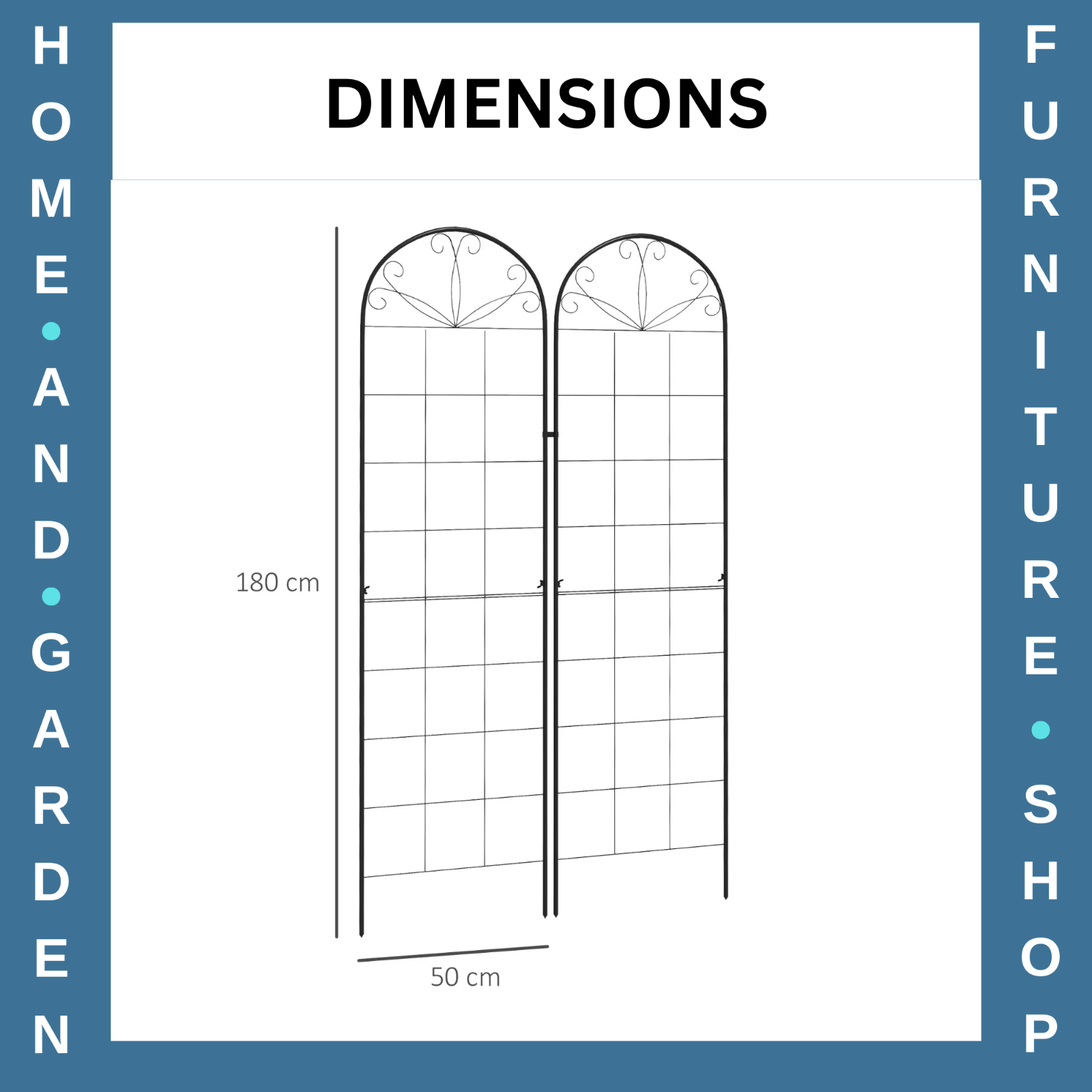 Garden Trellis Set of 2 Plants Support Arched Steel Frames Grid Design Black - Home and Garden Furniture Shop - rustic - furniture